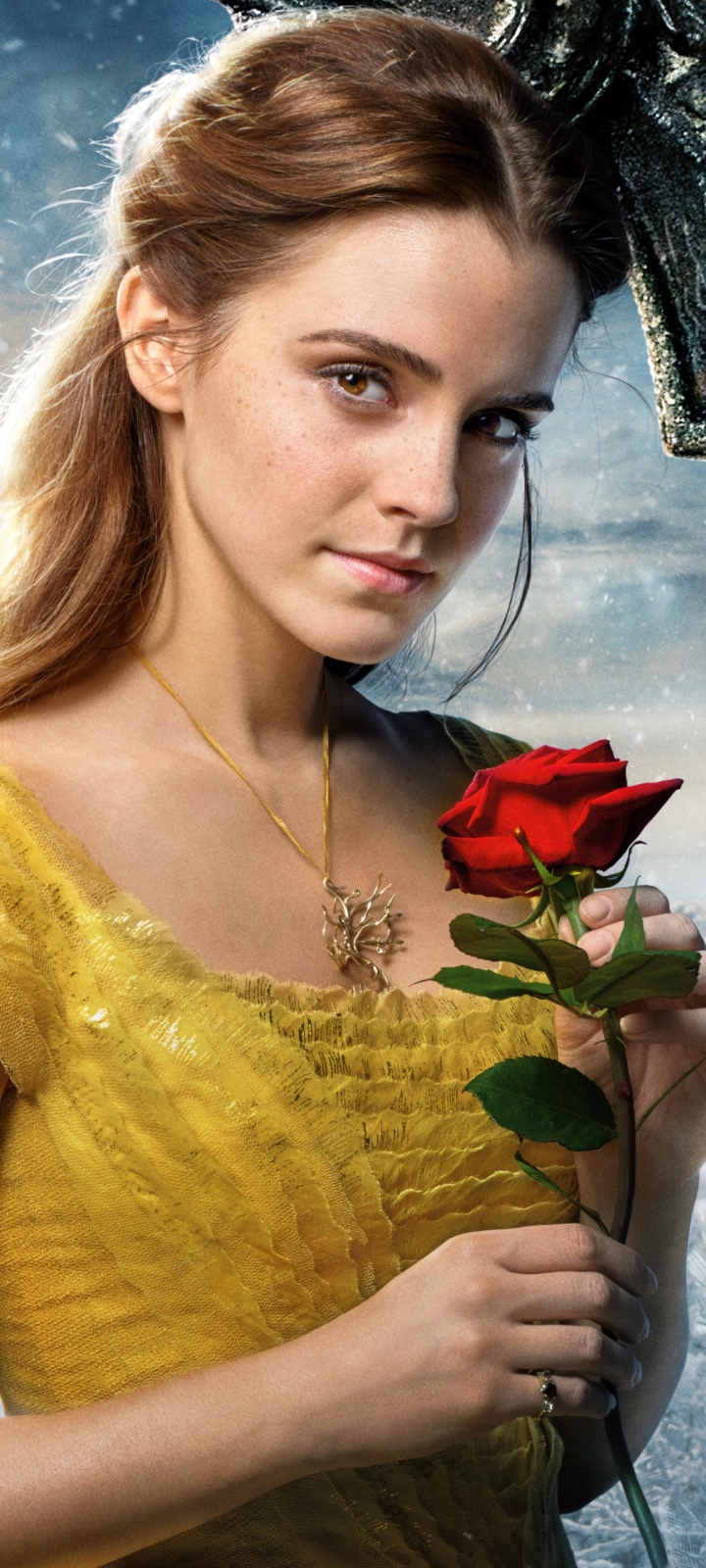 Download mobile wallpaper Emma Watson, Rose, Movie, Beauty And The Beast (2017) for free.