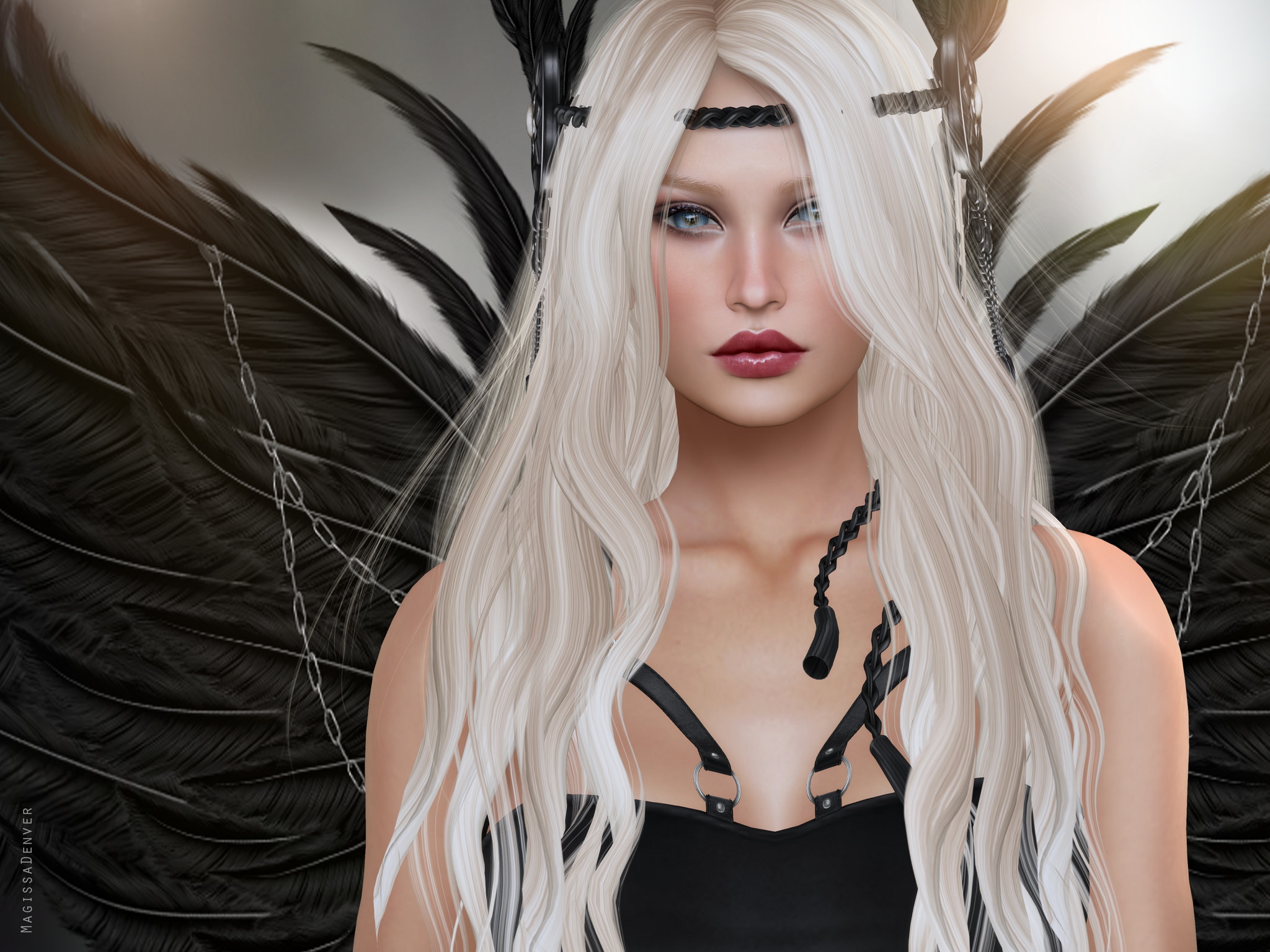 Download mobile wallpaper Fantasy, Feather, Wings, Angel, Blue Eyes, White Hair for free.