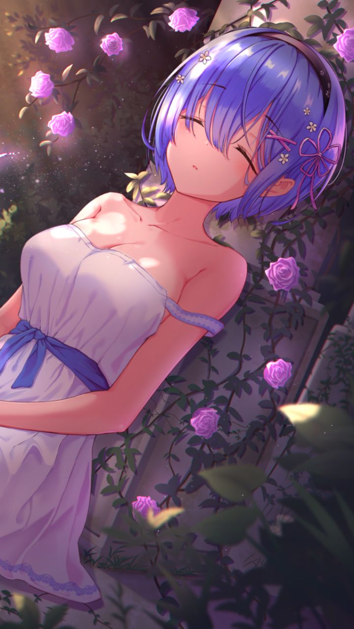 Handy-Wallpaper Blaue Haare, Animes, Kurzes Haar, Re:zero Das Leben In Einer Anderen Welt Beginnen, Rem (Re: Null) kostenlos herunterladen.