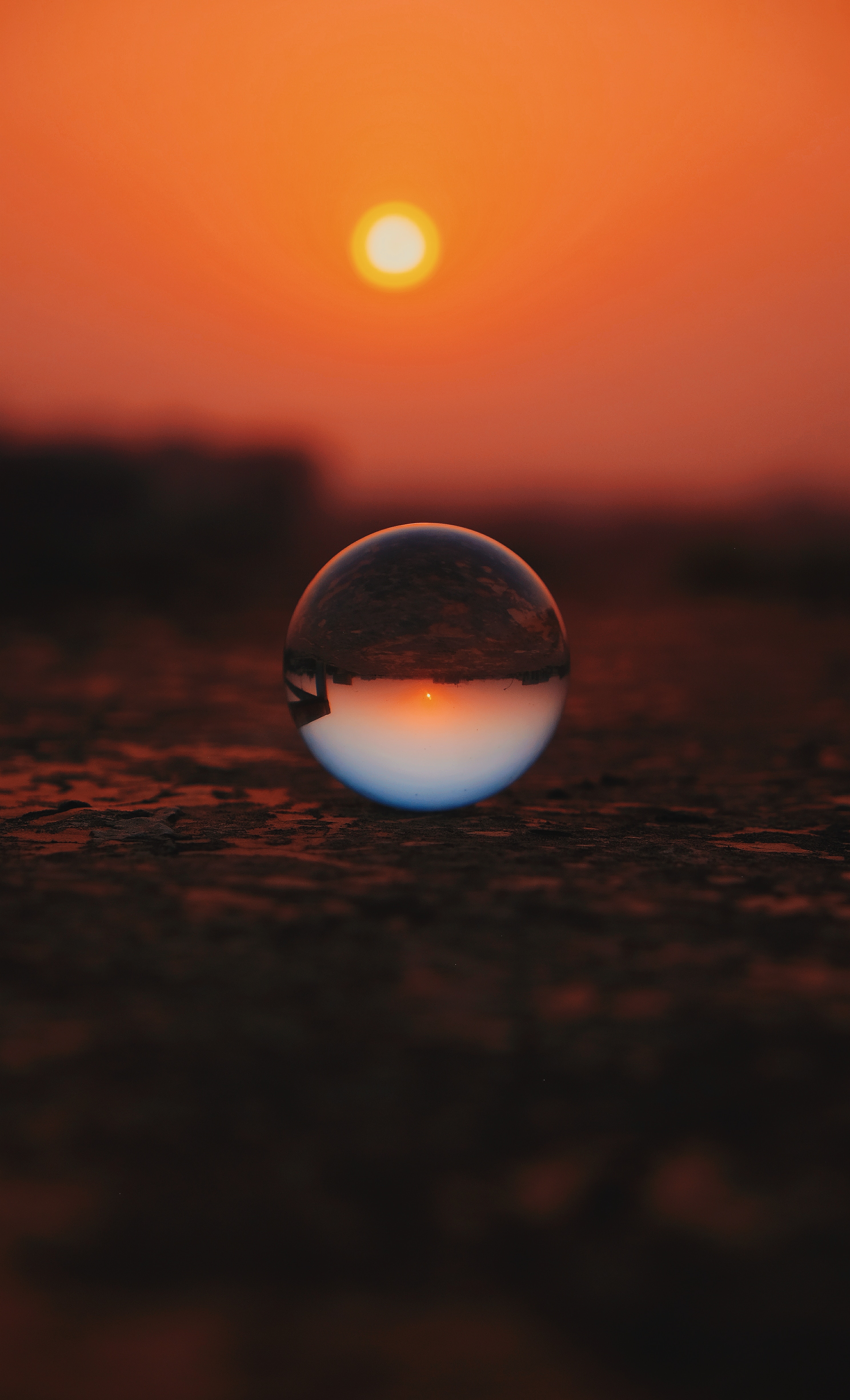 Free download wallpaper Sunset, Reflection, Macro, Ball, Transparent, Glass on your PC desktop