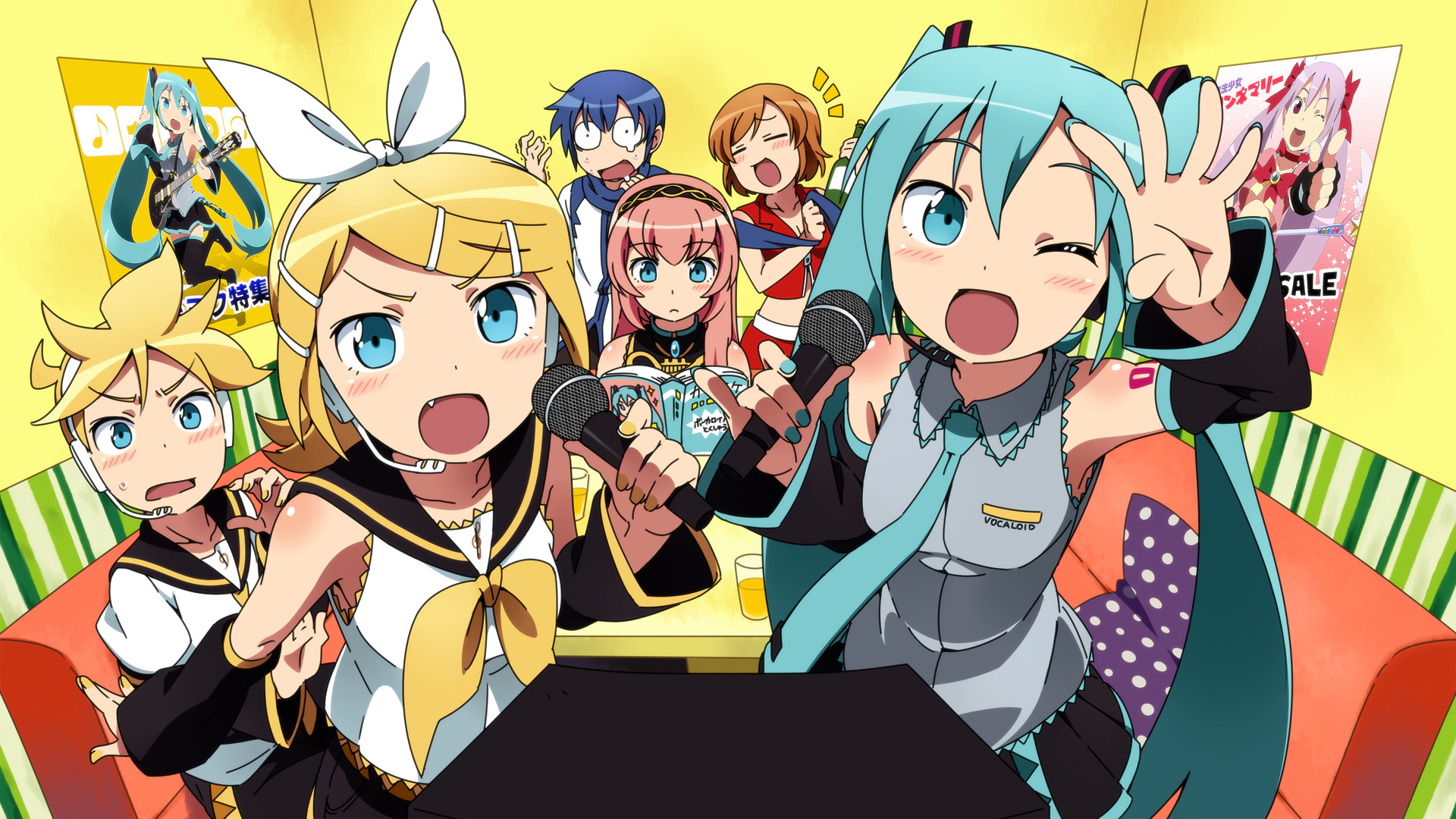 Laden Sie das Vocaloid, Hatsune Miku, Animes, Lukas Megurin, Rin Kagamine, Kaito (Vocaloid), Len Kagamine, Meiko (Vocaloid)-Bild kostenlos auf Ihren PC-Desktop herunter