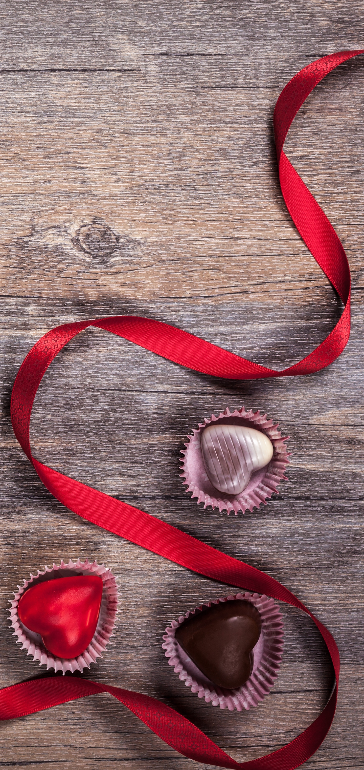 Download mobile wallpaper Valentine's Day, Chocolate, Still Life, Holiday, Ribbon, Heart Shaped for free.