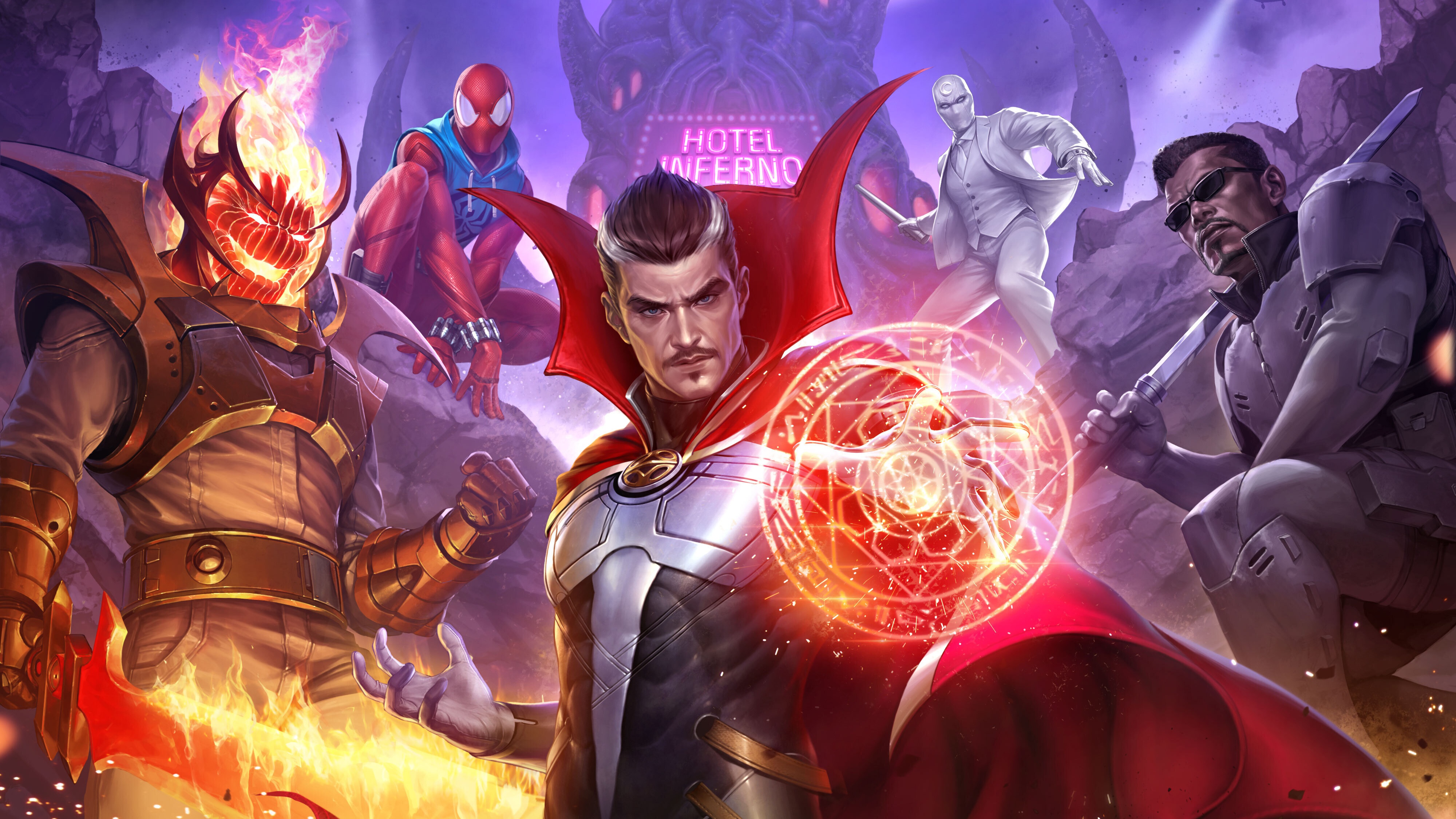 video game, marvel: future fight, blade (marvel comics), doctor strange, spider man