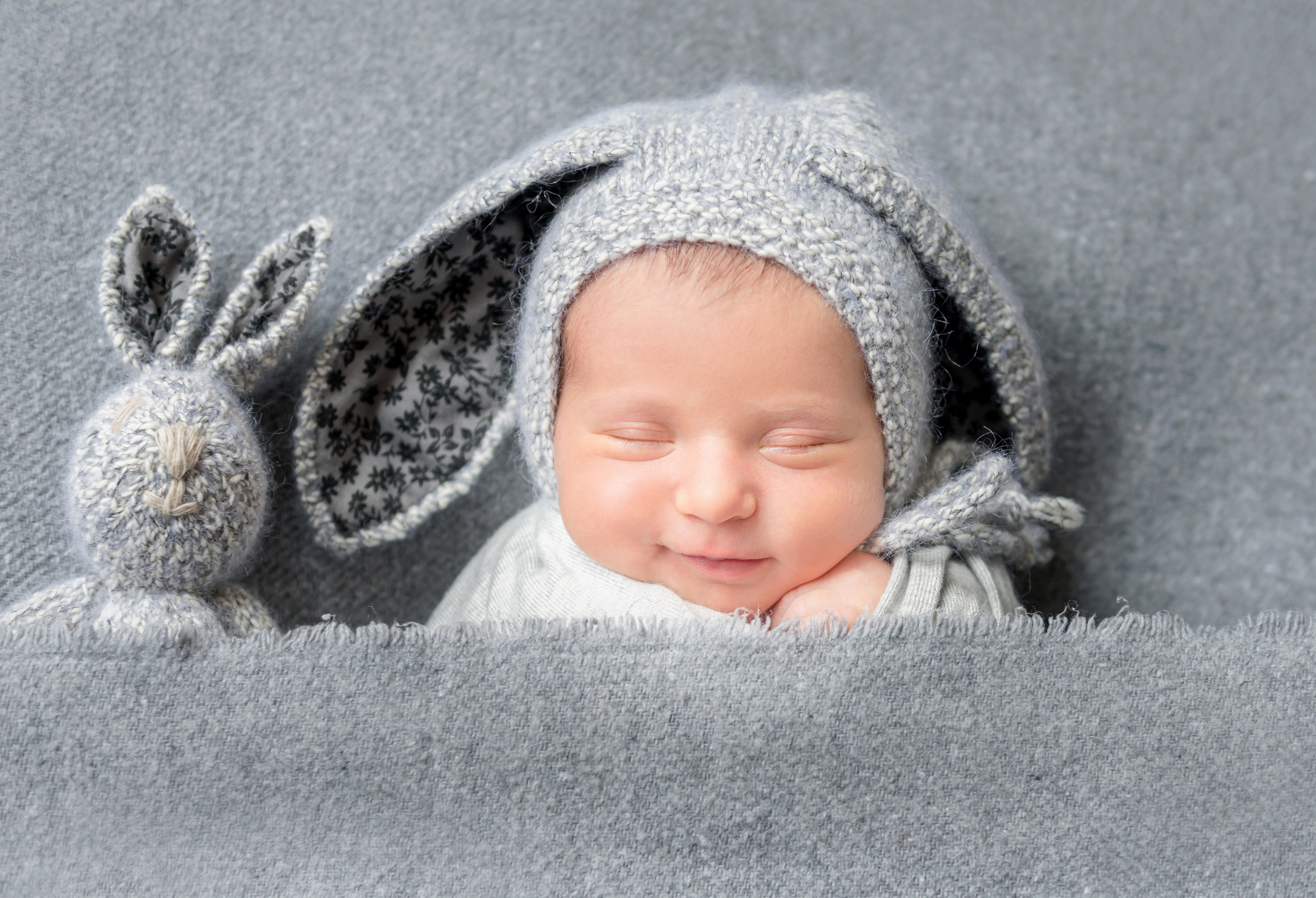 Download mobile wallpaper Hat, Sleeping, Cute, Photography, Baby, Stuffed Animal for free.