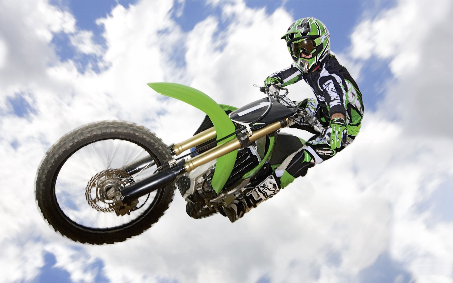 wallpapers sky, clouds, motorcycles, motorcycle, bounce, jump, extreme, trick