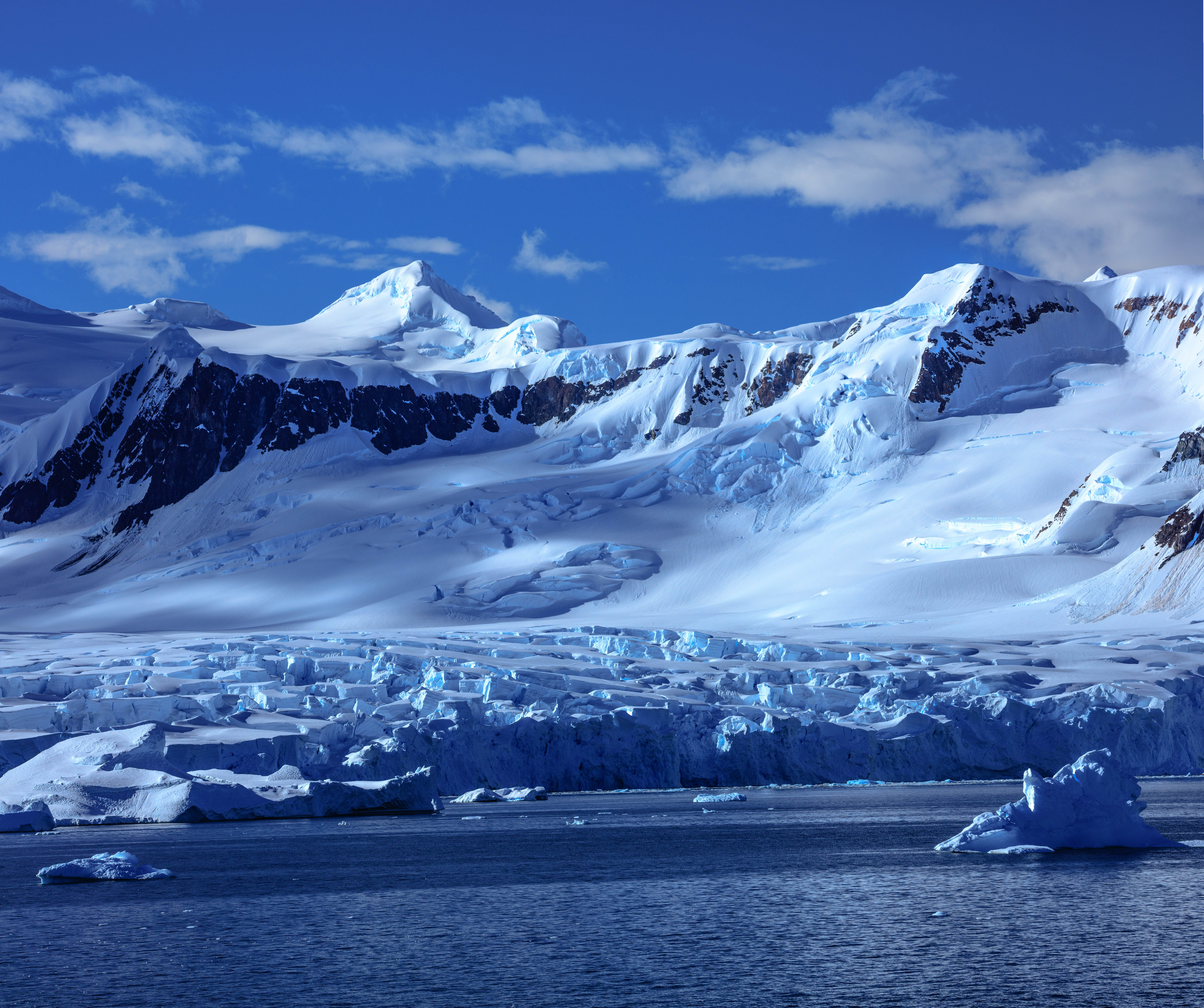 56115 скачать обои антарктида, природа, снег, гора, заснеженный, залив - заставки и картинки бесплатно