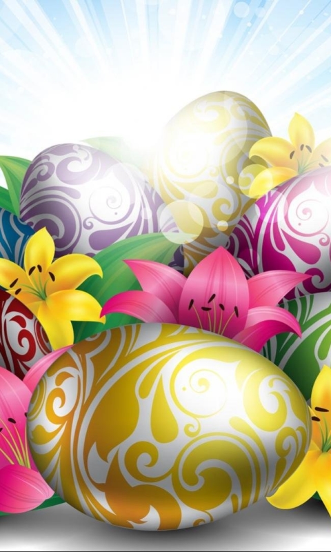 Download mobile wallpaper Easter, Holiday, Colors, Colorful, Lily, Egg, Easter Egg for free.