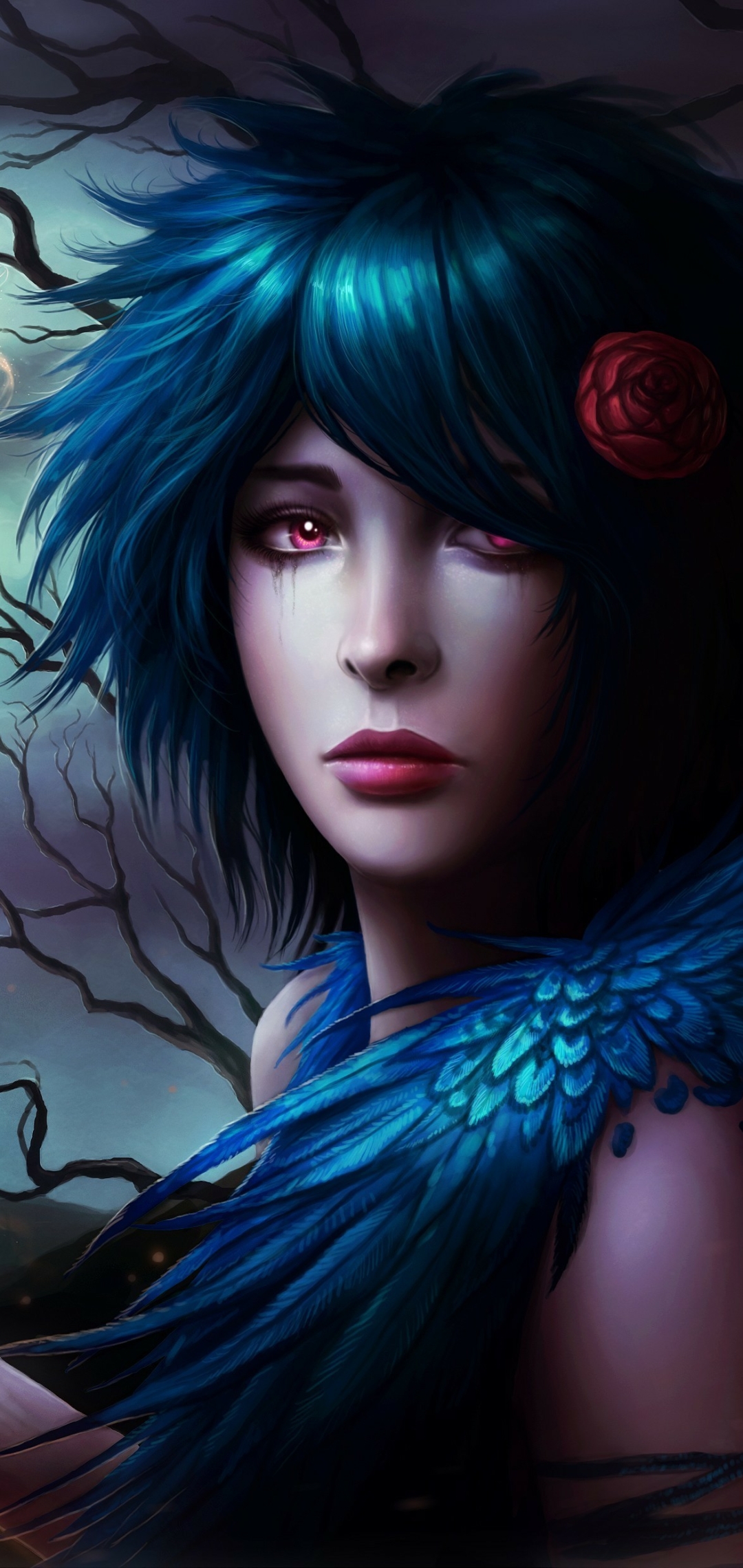 Download mobile wallpaper Gothic, Dark, Blue Hair for free.