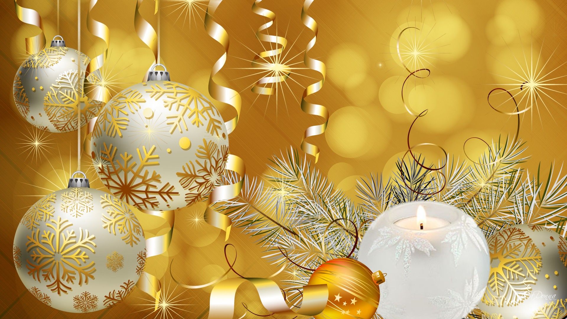 Handy-Wallpaper Feiertage, Weihnachten, Gold, Weihnachtsschmuck, Flitter kostenlos herunterladen.