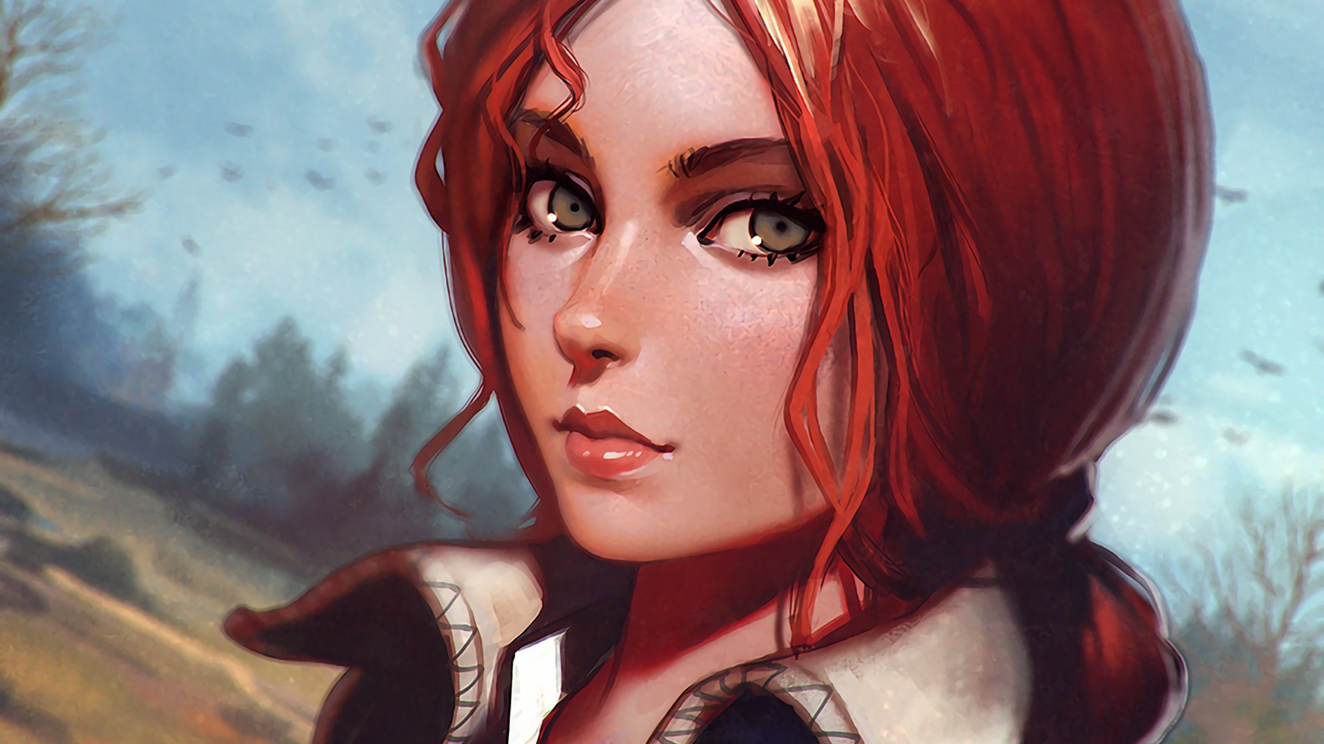 red hair, triss merigold, video game, the witcher 3: wild hunt, face, the witcher