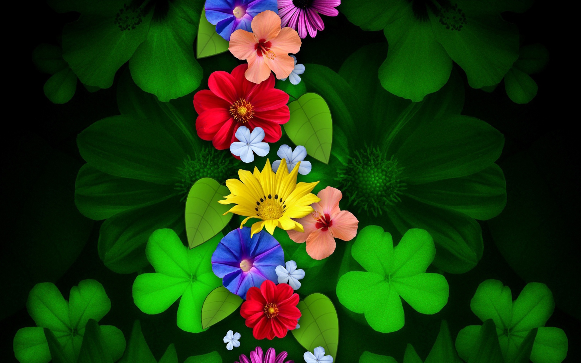 Скачать обои бесплатно Цветок, Цвета, Зеленый, Красочный, Клевер, Художественные, Флауэрсы картинка на рабочий стол ПК