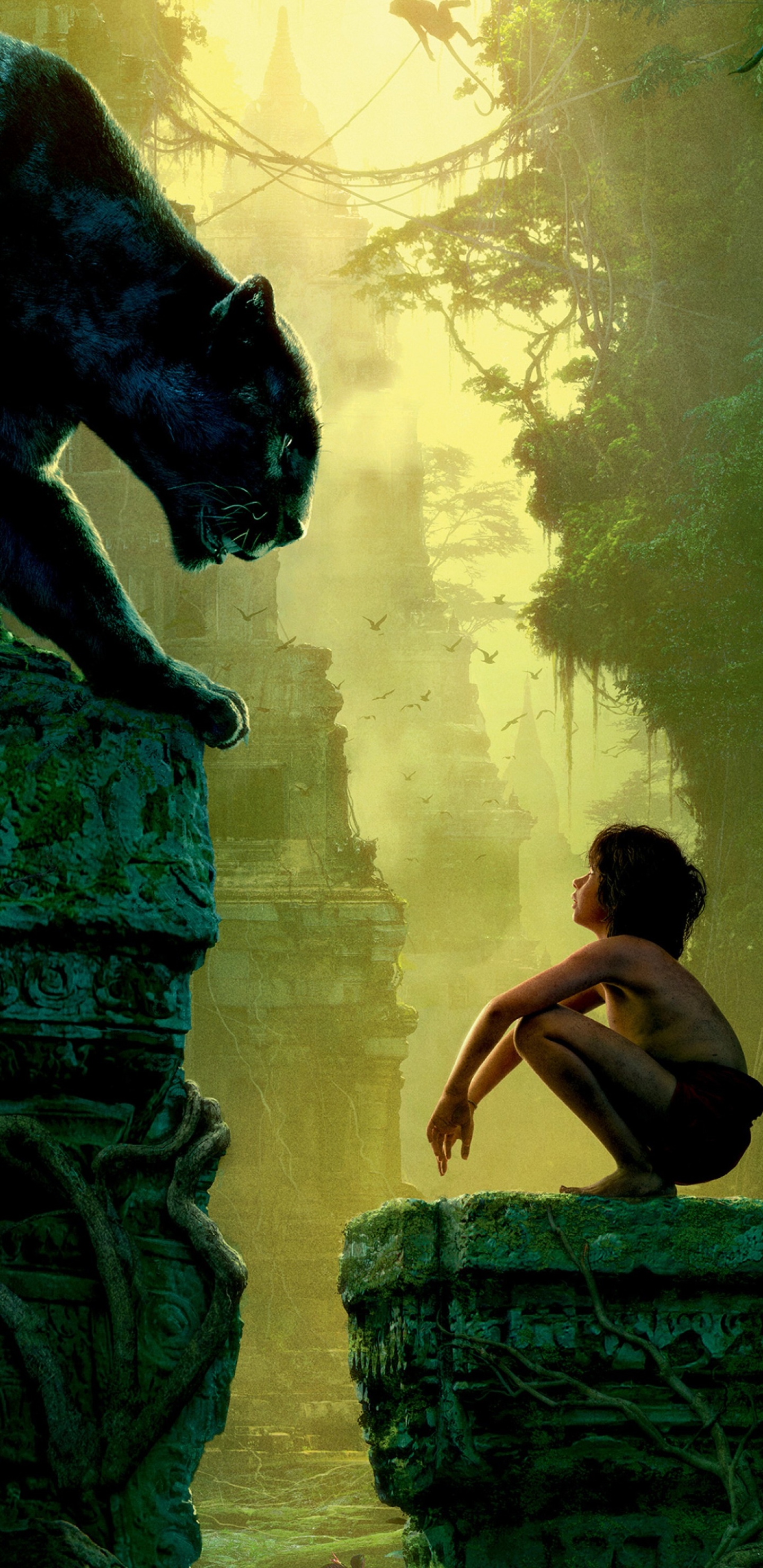 movie, the jungle book (2016), mowgli, bagheera, the jungle book