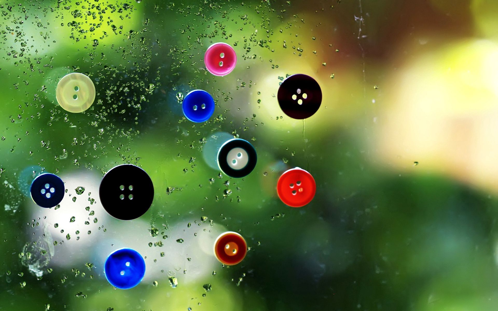 miscellanea, miscellaneous, multicolored, motley, wet, surface, buttons, humid
