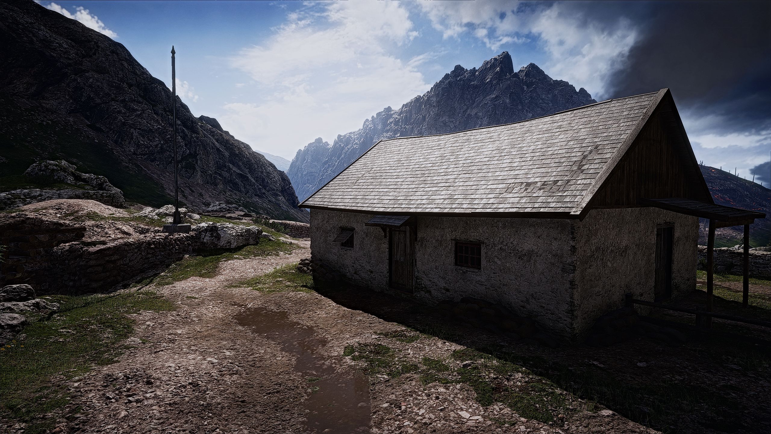 Handy-Wallpaper Schlachtfeld, Gebirge, Hütte, Computerspiele, Battlefield 1 kostenlos herunterladen.