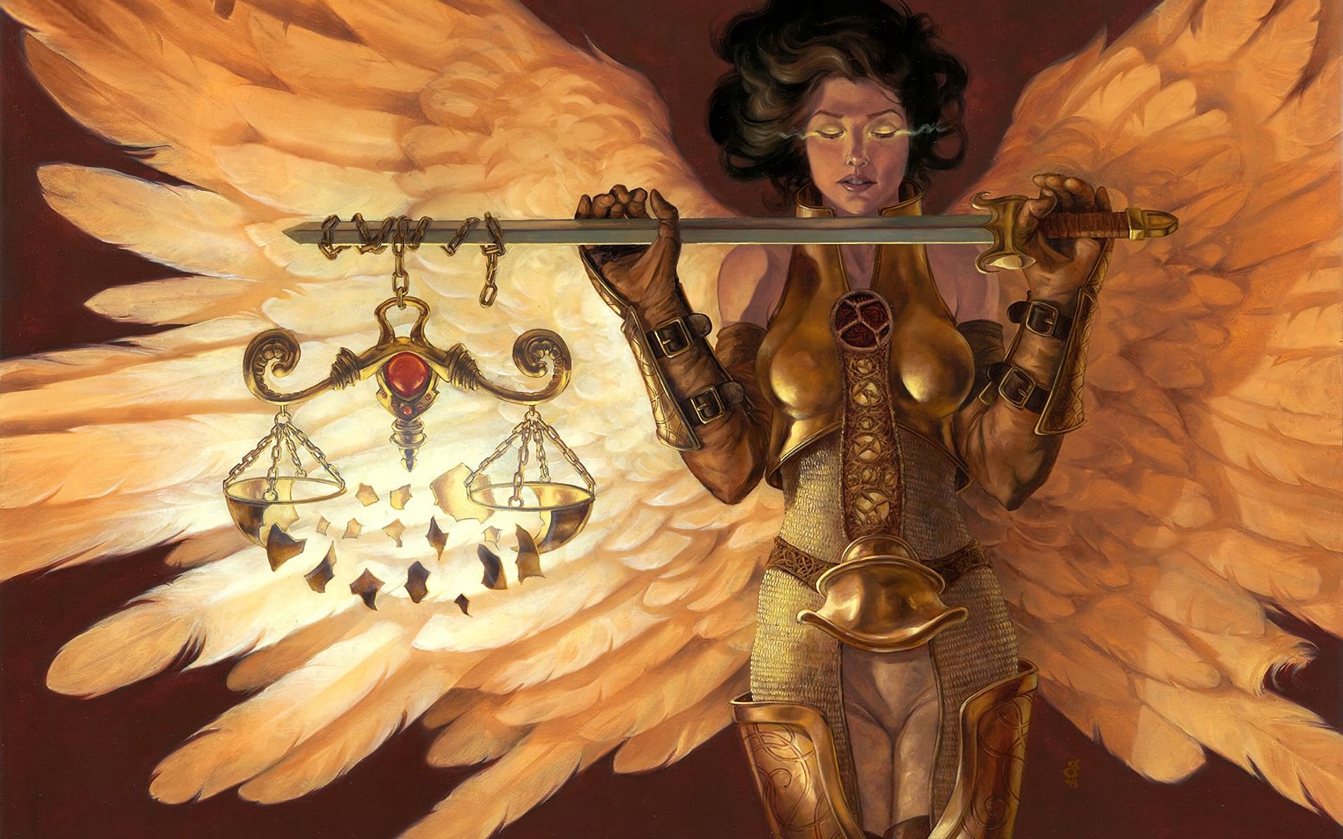 Free download wallpaper Fantasy, Wings, Game, Angel, Armor, Sword, Magic: The Gathering, Woman Warrior on your PC desktop