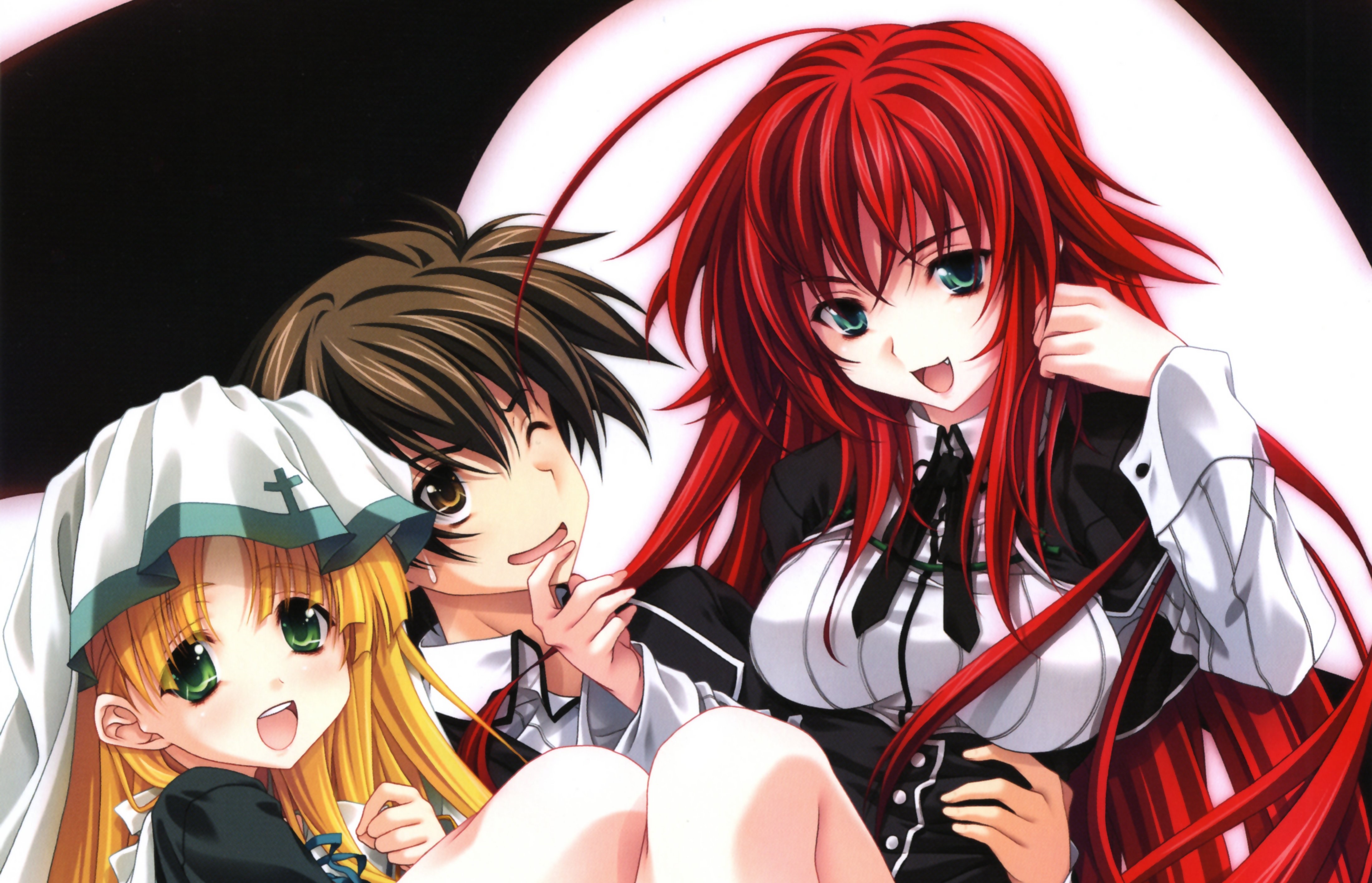 rias gremory, issei hyoudou, anime, high school dxd, asia argento (high school dxd)