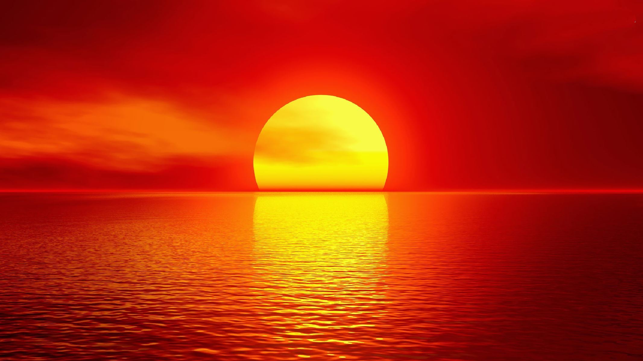Download mobile wallpaper Sunset, Sea, Sun, Horizon, Ocean, Artistic, Orange (Color) for free.