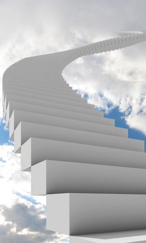 Download mobile wallpaper Sky, Stairs, Artistic, Cloud for free.