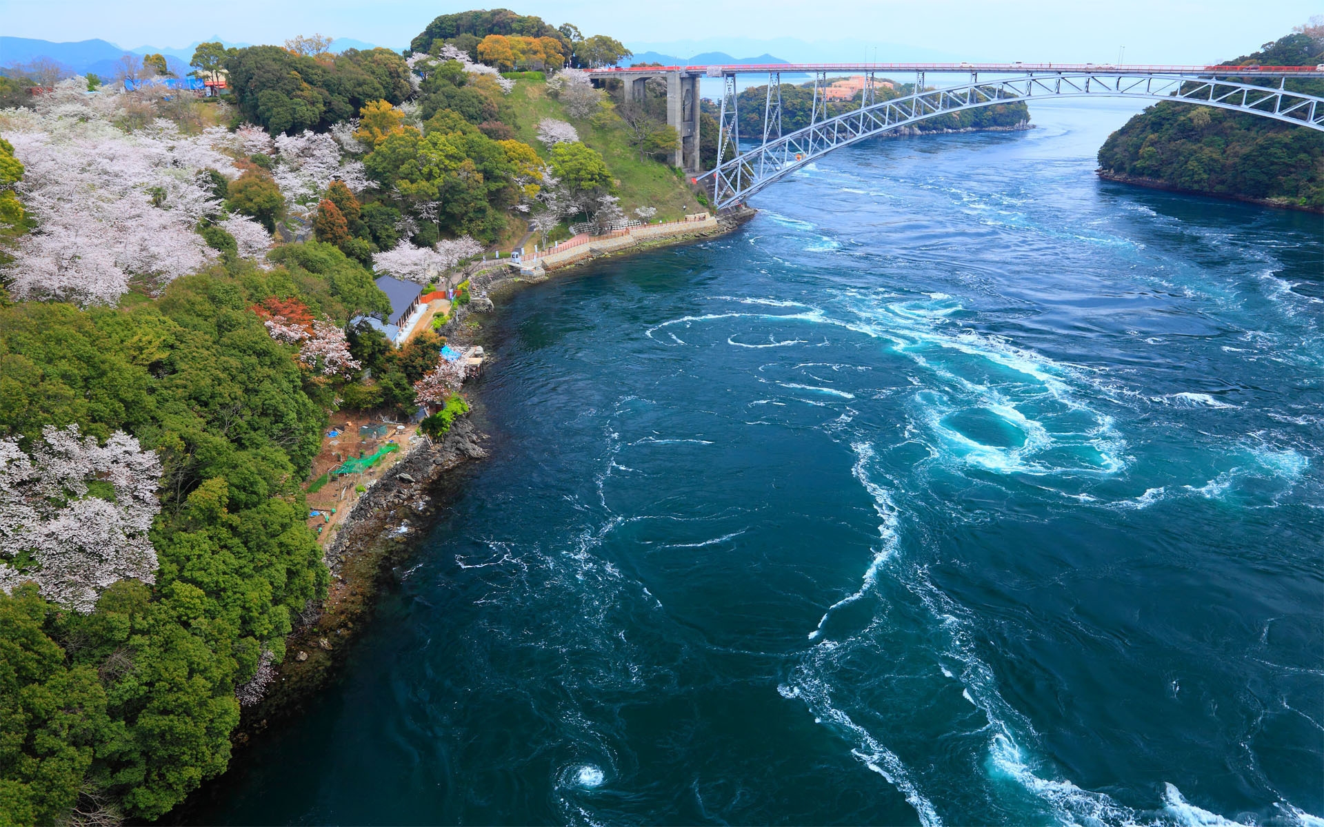 Handy-Wallpaper Ozean, Brücke, Japan, Frühling, Meer, Menschengemacht kostenlos herunterladen.