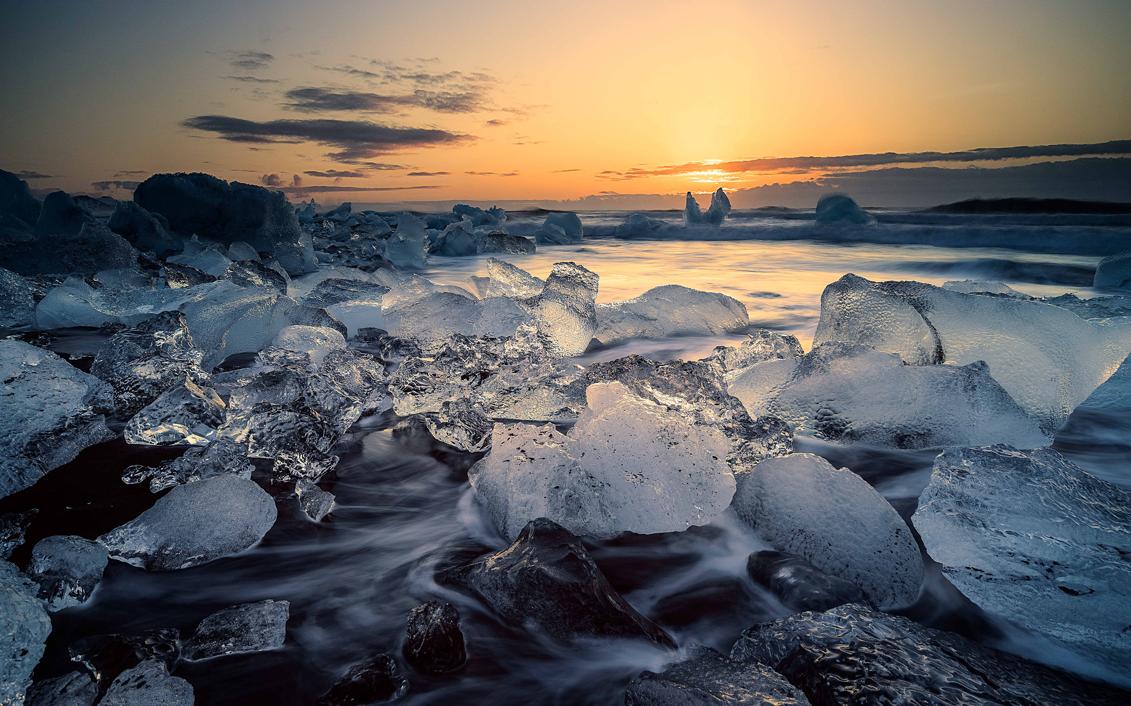 Descarga gratis la imagen Naturaleza, Agua, Hielo, Amanecer, Horizonte, Tierra/naturaleza en el escritorio de tu PC