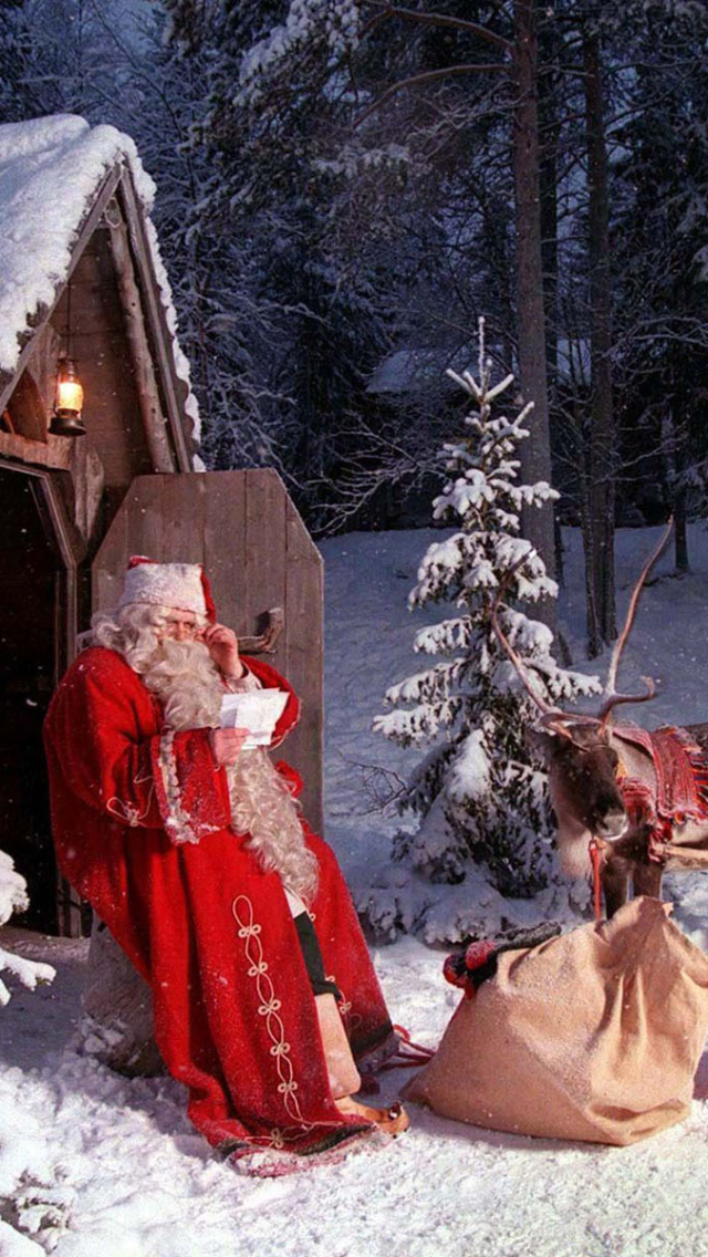 Download mobile wallpaper Christmas, Holiday, Santa, Reindeer for free.