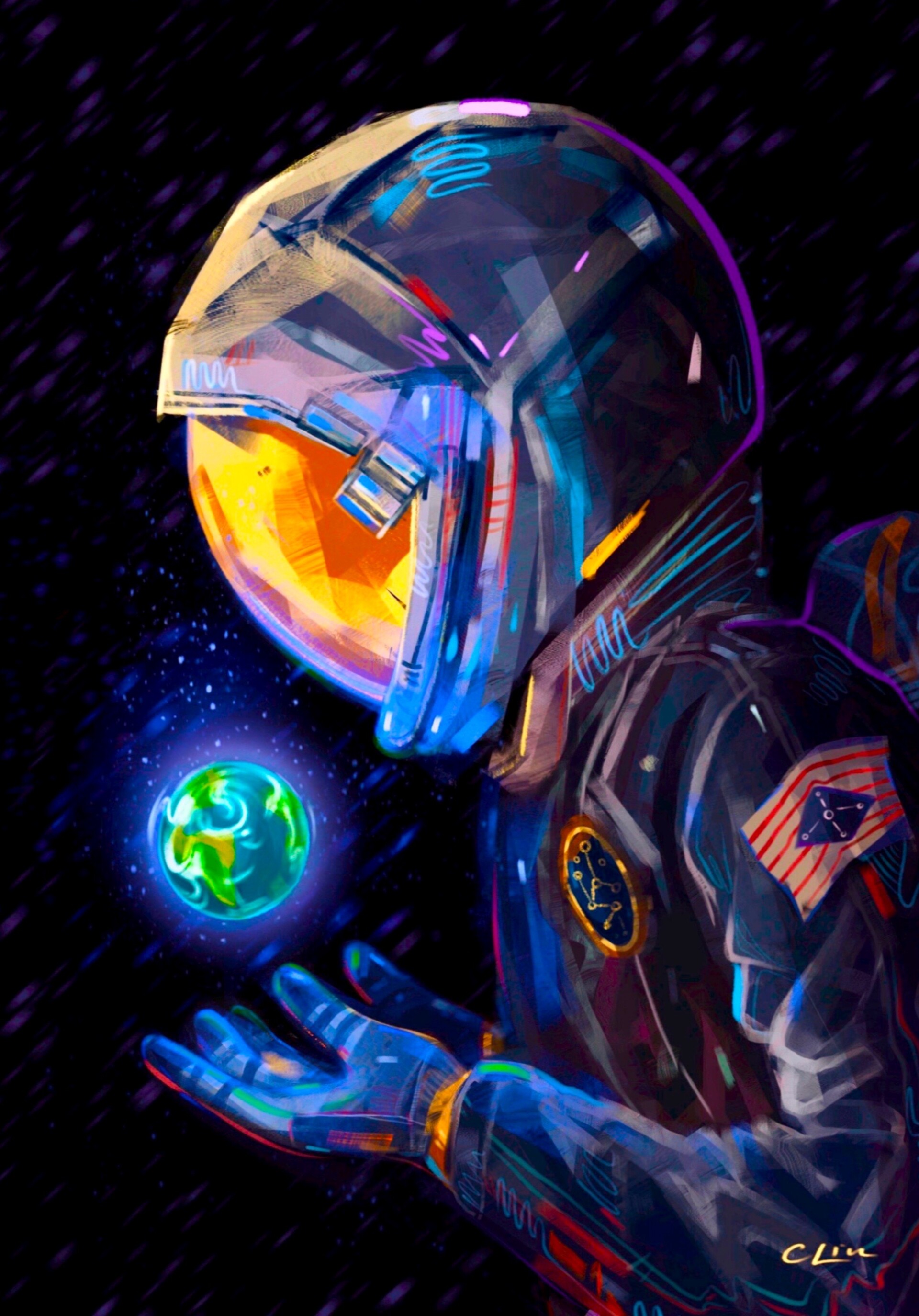 art, space suit, cosmonaut, spacesuit, planet, earth, land