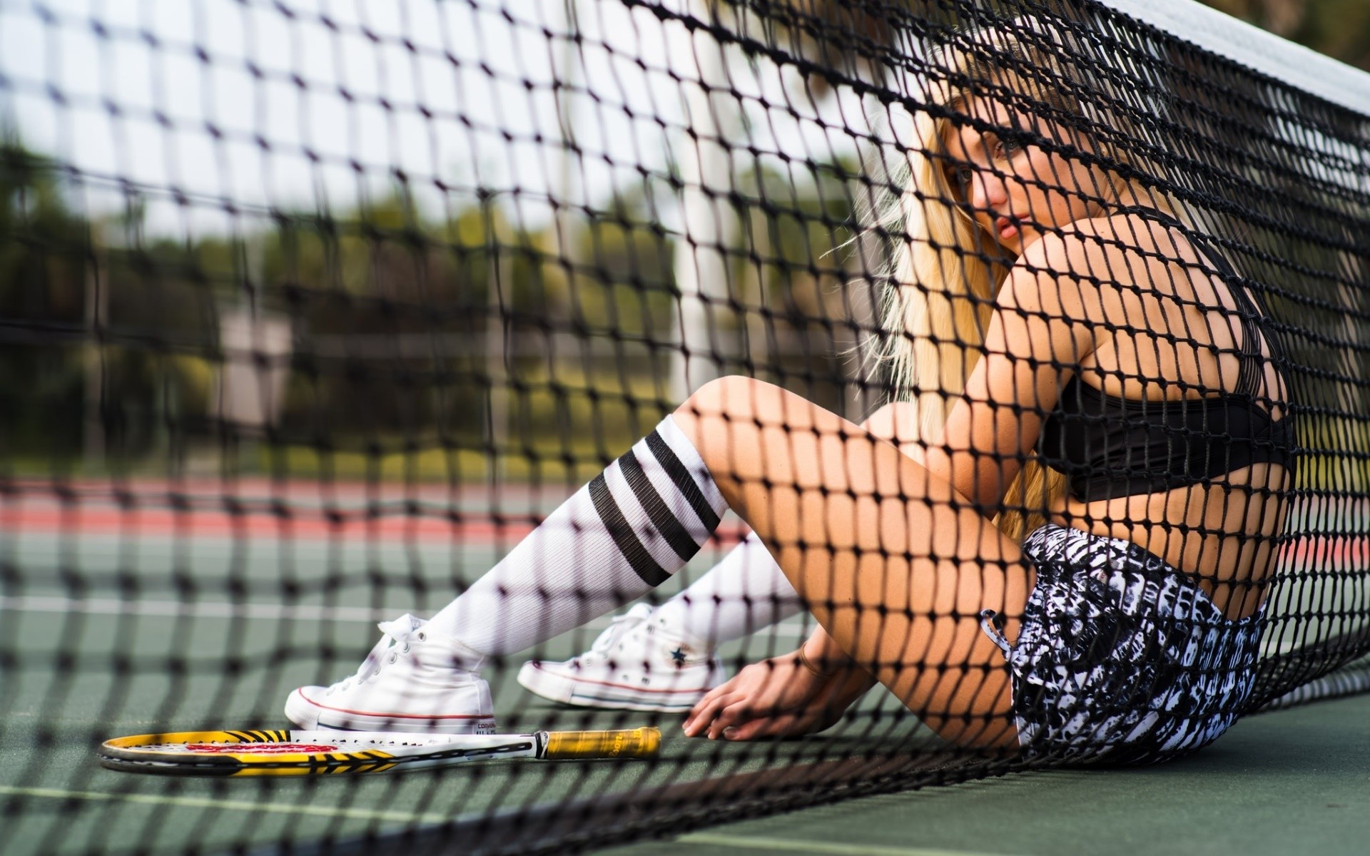 Handy-Wallpaper Tennis, Modell, Frauen, Blondinen kostenlos herunterladen.