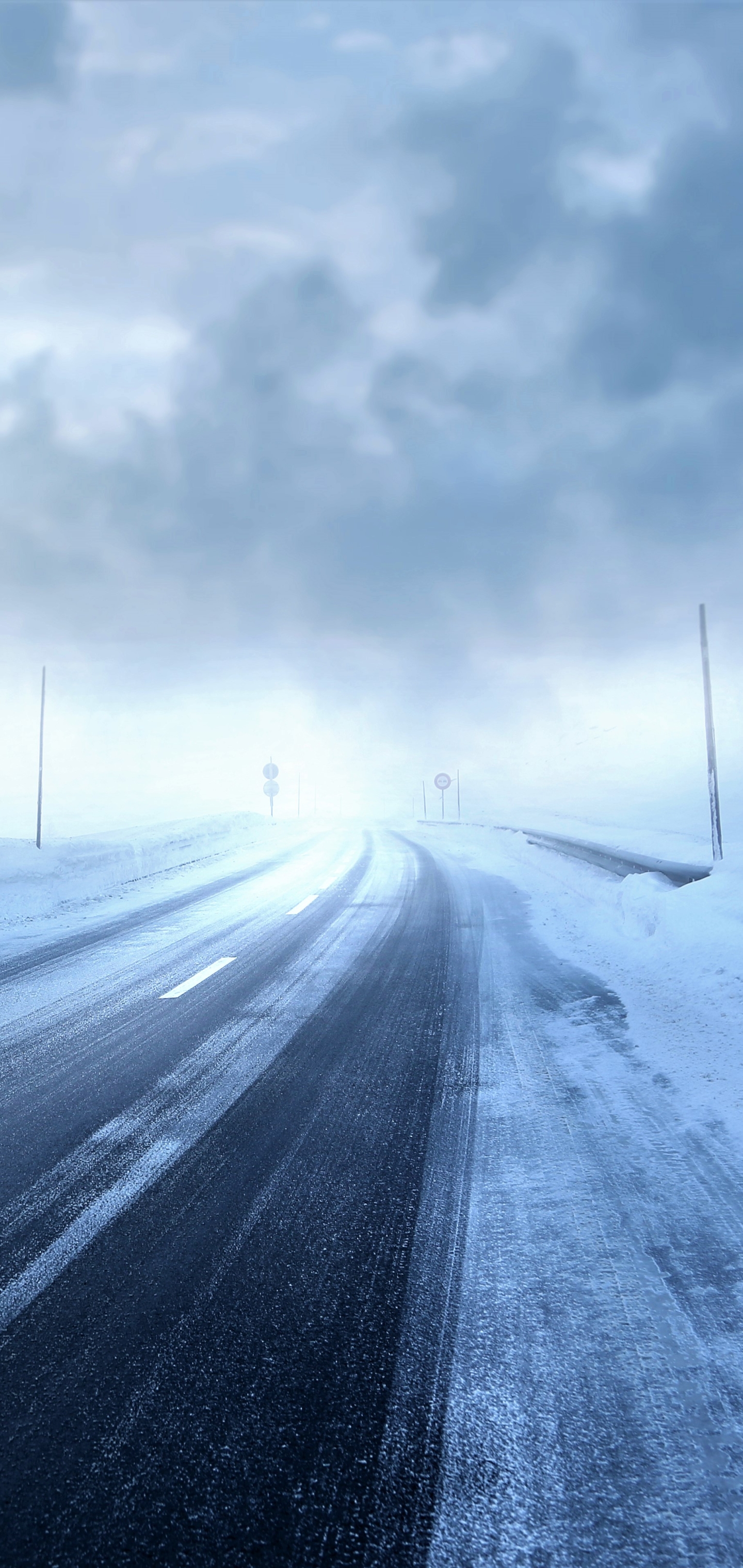 Download mobile wallpaper Winter, Snow, Road, Storm, Photography for free.