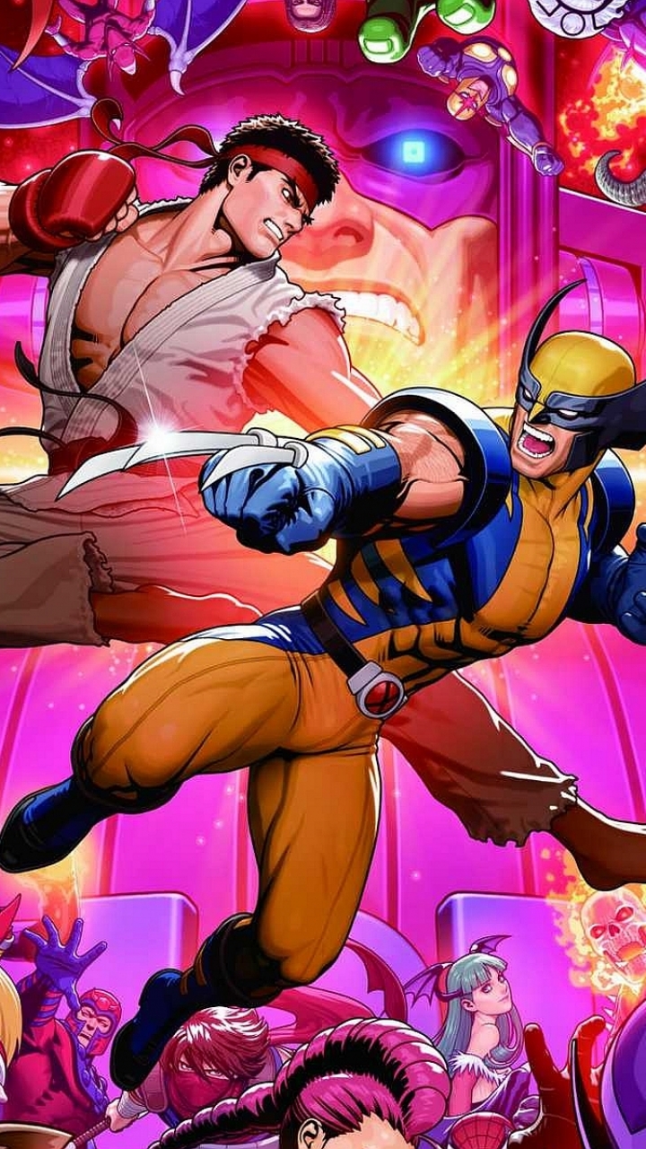Download mobile wallpaper Ghost Rider, Wolverine, Comics, Ryu (Street Fighter), Marvel Vs Capcom for free.