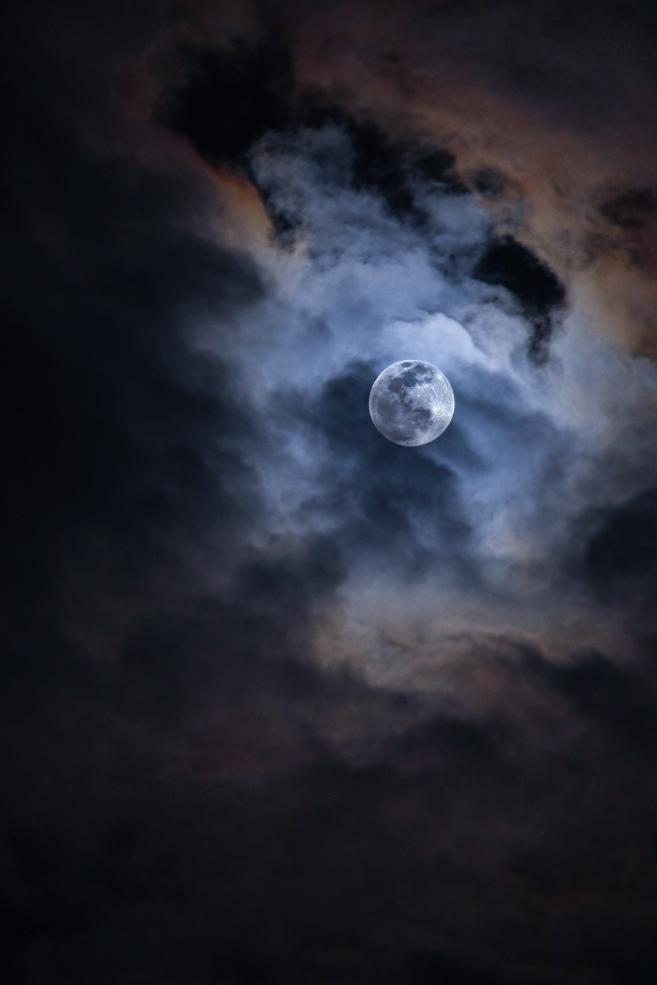 moon, nature, sky, night, clouds, shine, light for android