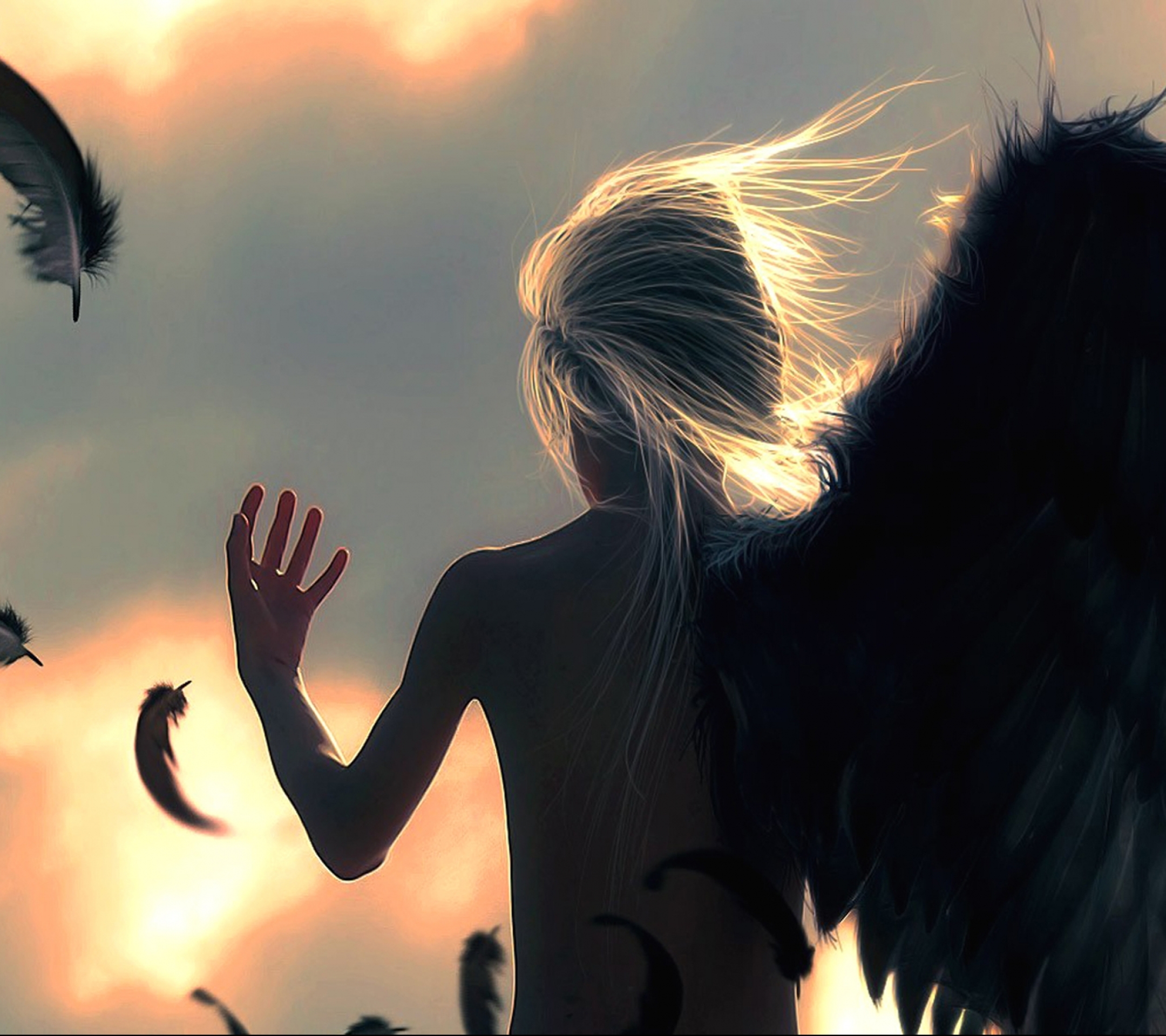 Free download wallpaper Fantasy, Feather, Angel on your PC desktop