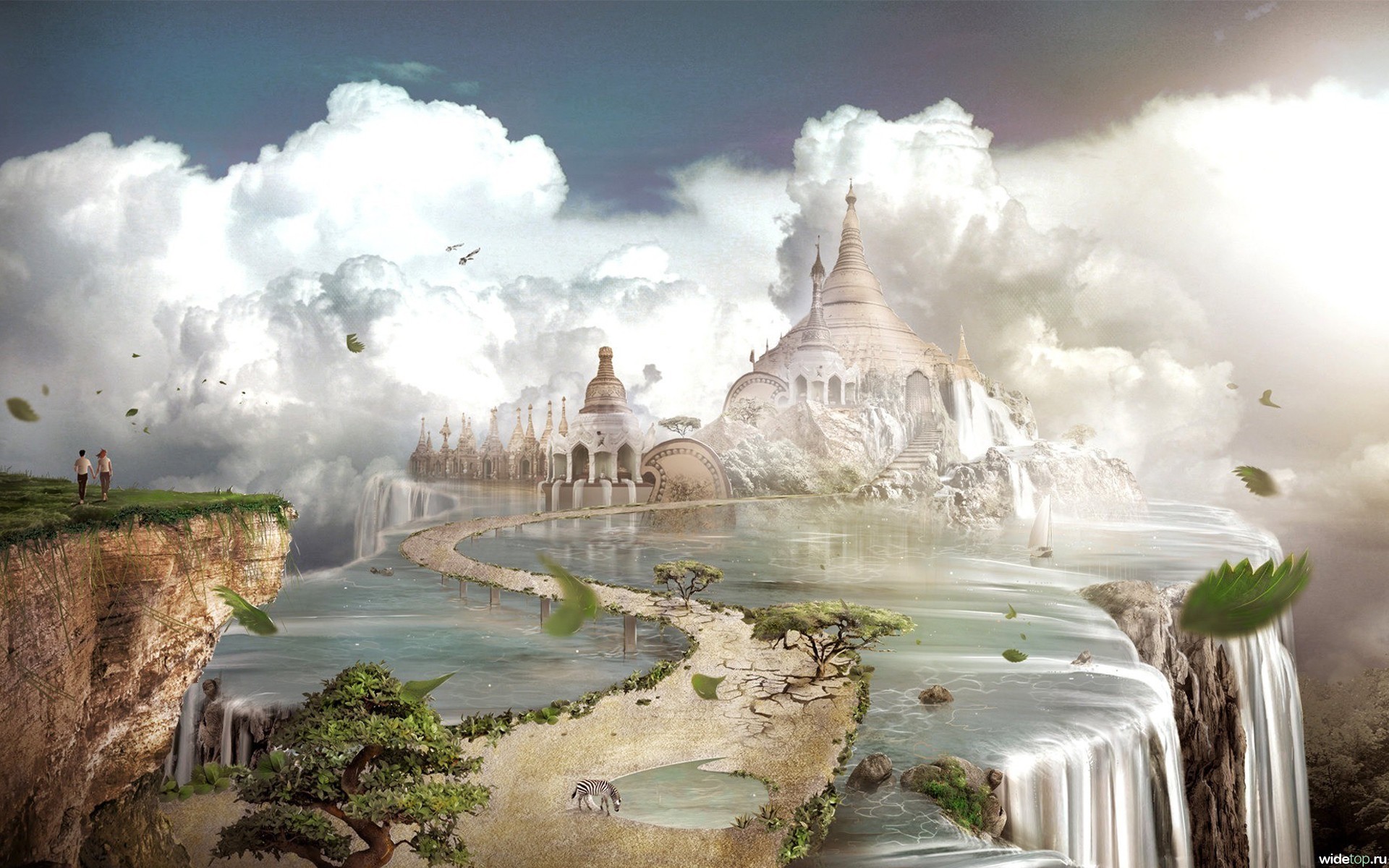 Laden Sie das Landschaft, Sky, Clouds, Schlösser, Fantasie-Bild kostenlos auf Ihren PC-Desktop herunter
