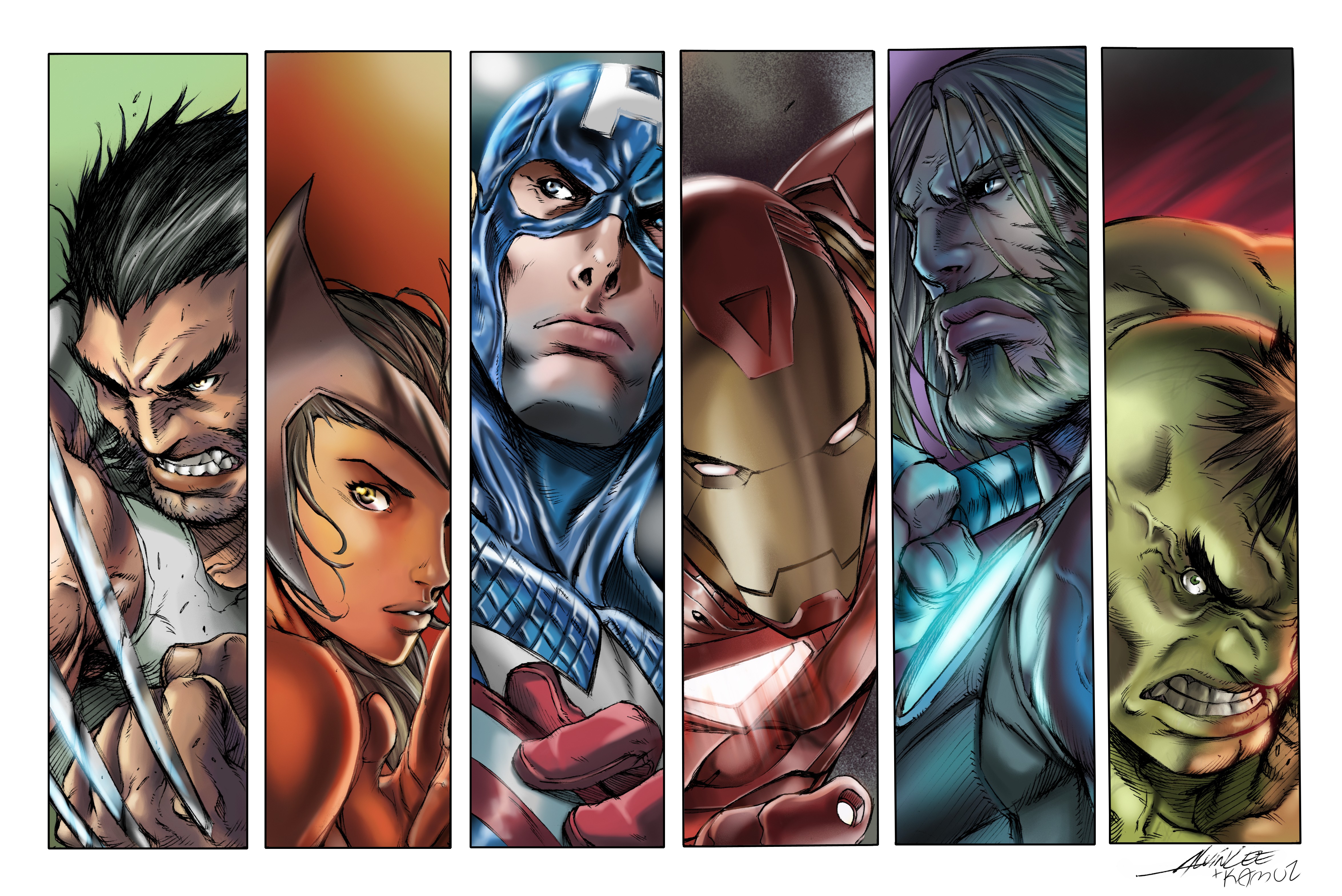 Download mobile wallpaper Wolverine, The Avengers, Captain America, Hulk, Thor, Iron Man, Comics for free.
