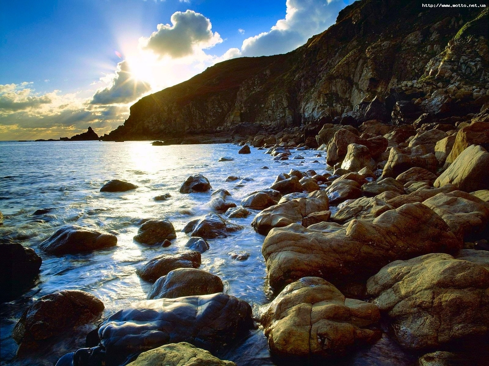 Laden Sie das Landschaft, Stones, Sea, Sun, Mountains-Bild kostenlos auf Ihren PC-Desktop herunter