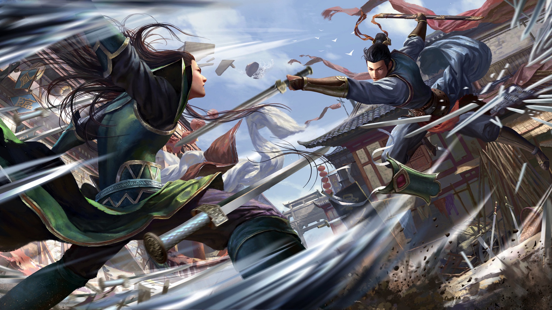 Free download wallpaper Fantasy, Warrior, Samurai, Battle, Sword, Woman Warrior on your PC desktop