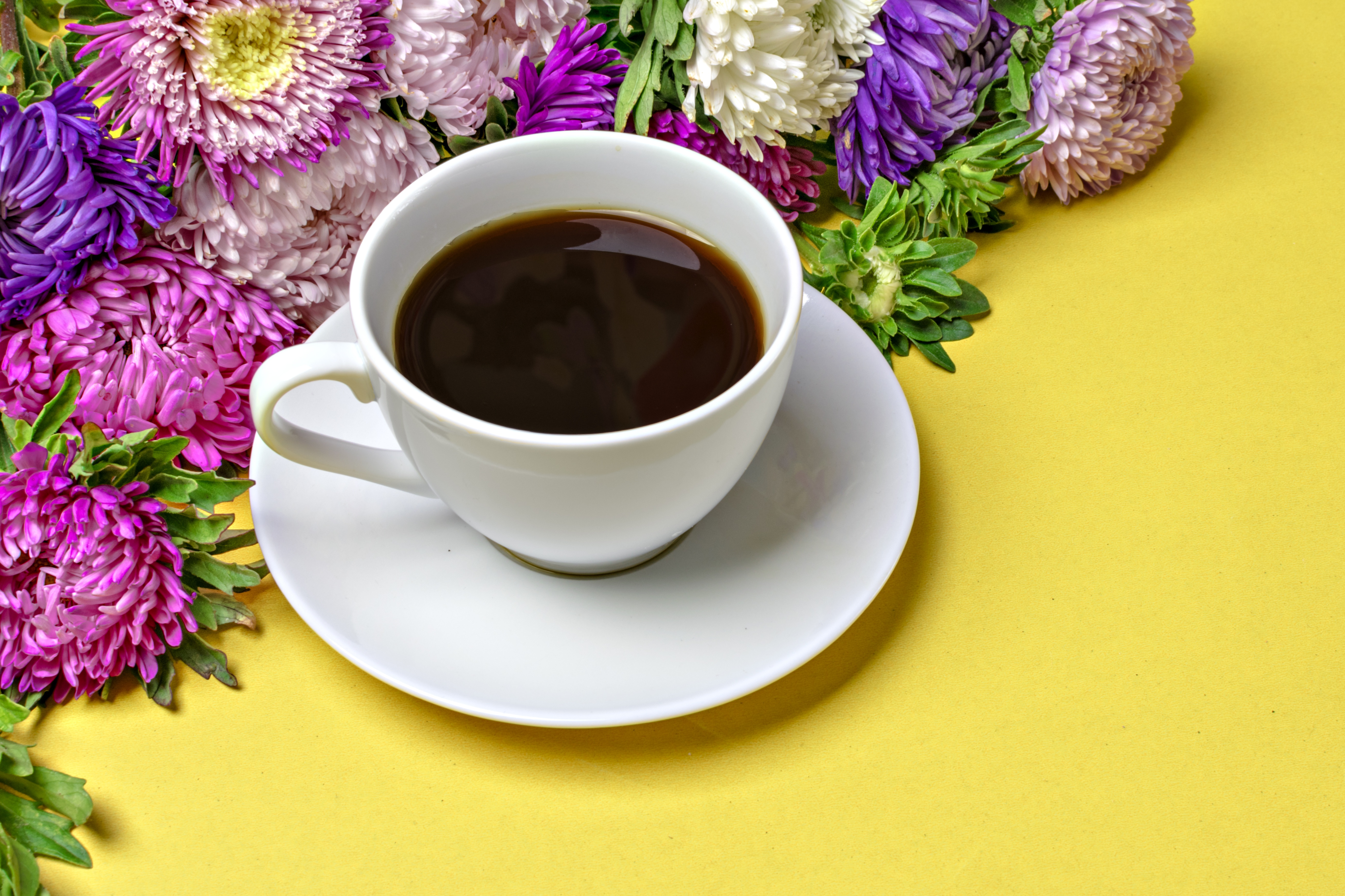 Download mobile wallpaper Food, Coffee, Flower, Cup for free.
