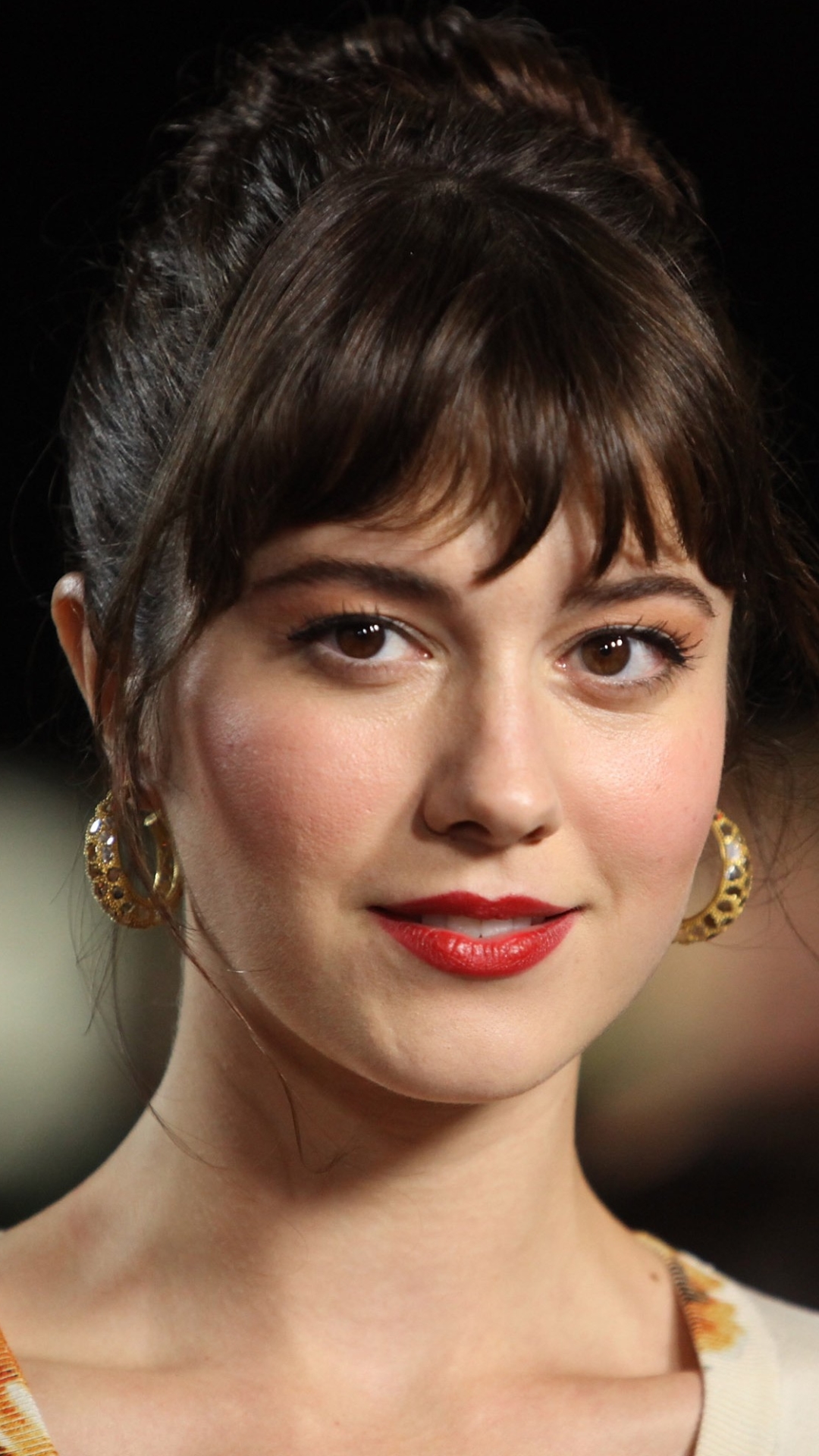 Download mobile wallpaper Face, American, Celebrity, Brown Eyes, Black Hair, Actress, Lipstick, Mary Elizabeth Winstead, Depth Of Field for free.