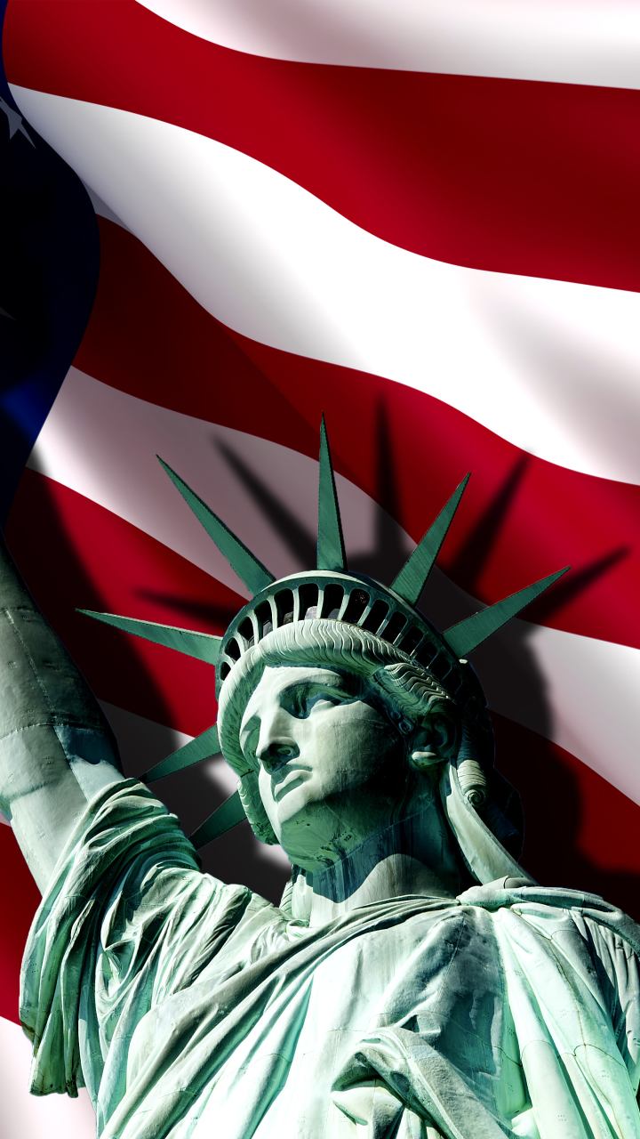 Baixar papel de parede para celular de Estátua Da Liberdade, Bandeira, Feriados, Dia Da Independência Dos Estados Unidos gratuito.
