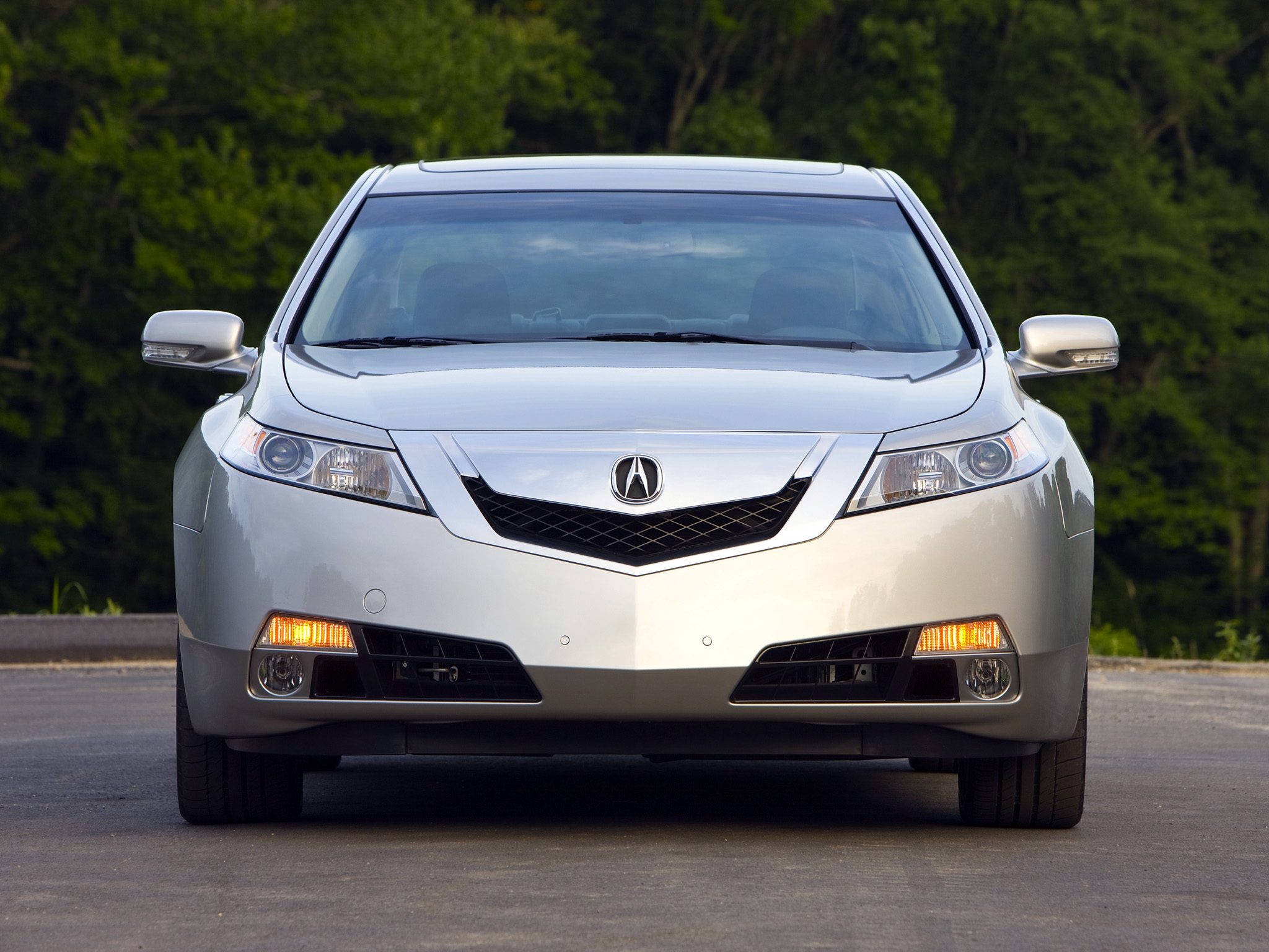 auto, trees, acura, cars, front view, style, akura, 2008, tl, silver metallic Smartphone Background
