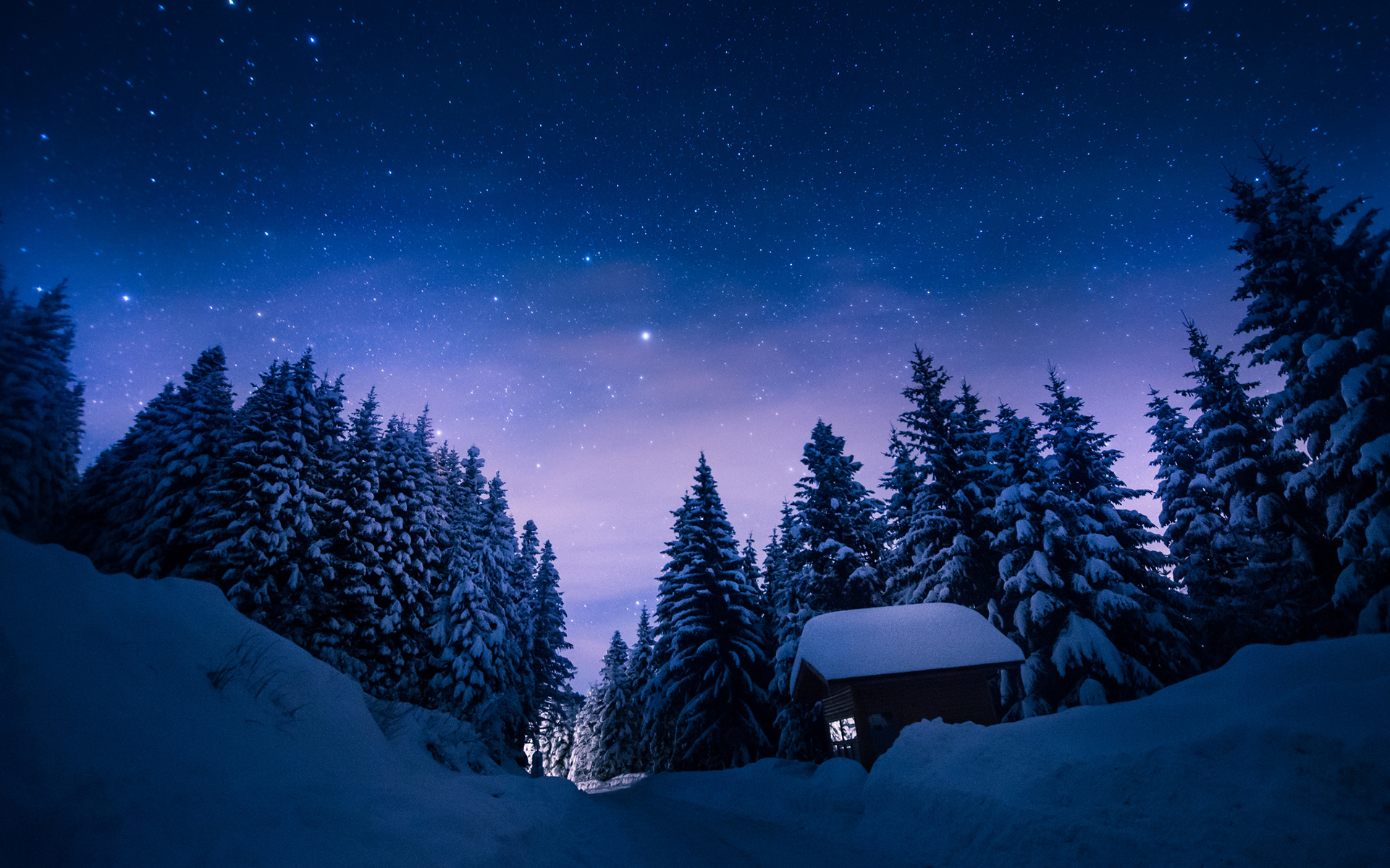 Free download wallpaper Winter, Night, Snow, Artistic on your PC desktop