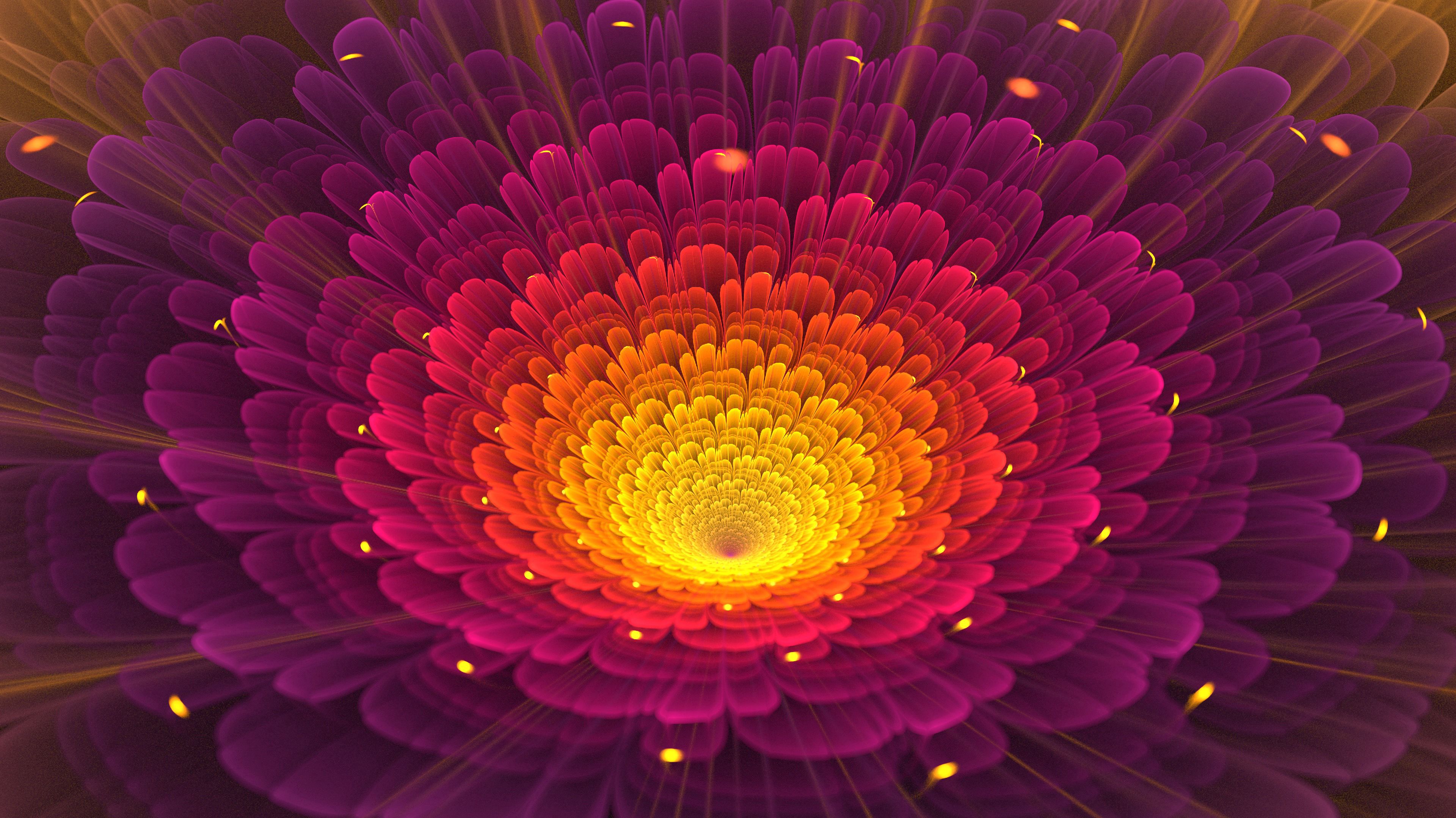 abstract, flower, bright, fractal, glow desktop HD wallpaper