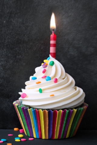 Handy-Wallpaper Feiertage, Kerze, Cupcake, Geburtstag kostenlos herunterladen.