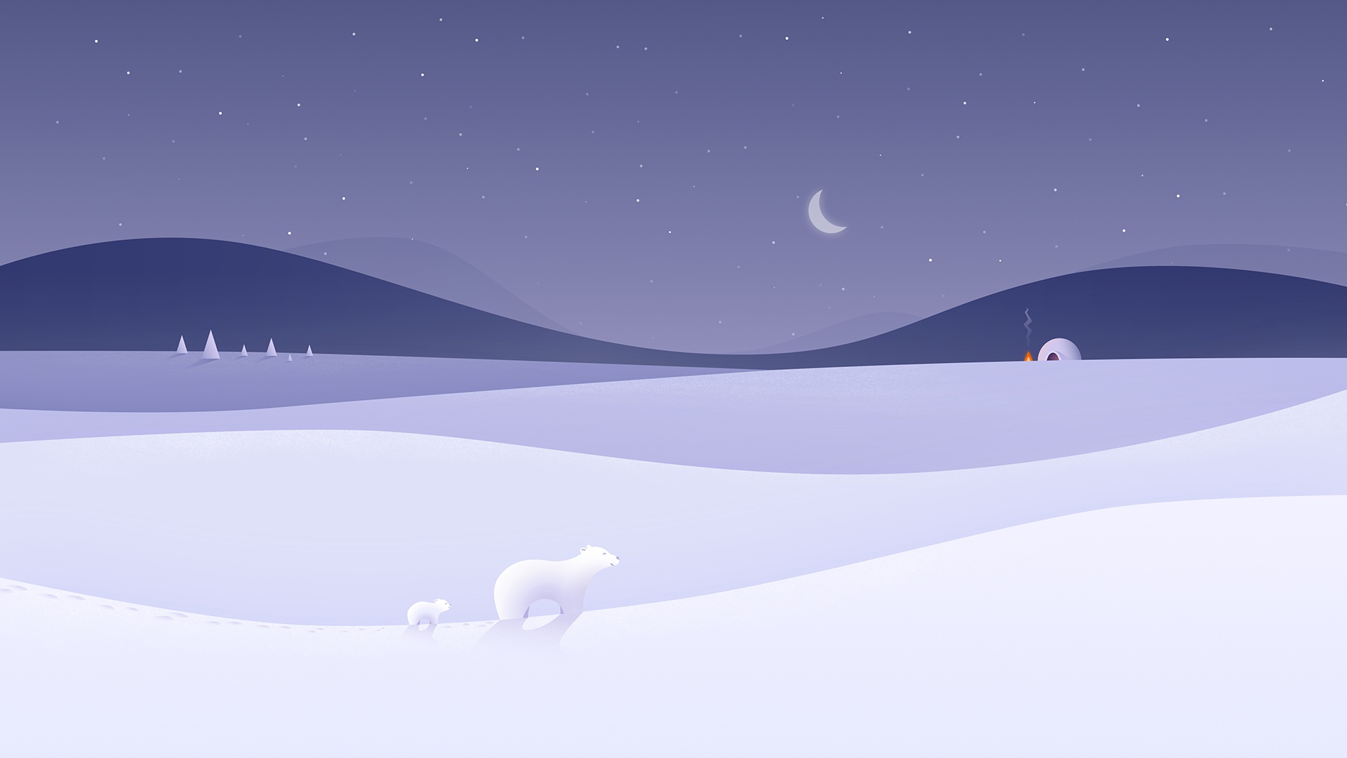 Download mobile wallpaper Landscape, Winter, Night, Artistic, Minimalist for free.