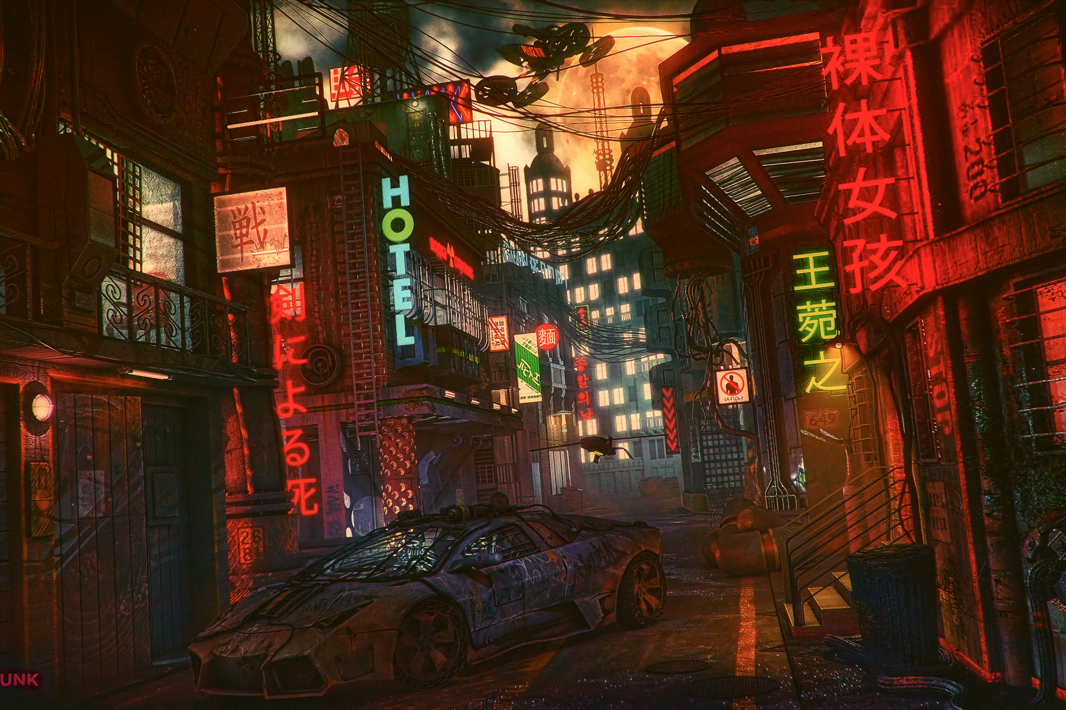 Download mobile wallpaper Night, Cyberpunk, Sci Fi, Futuristic, Futuristic City for free.