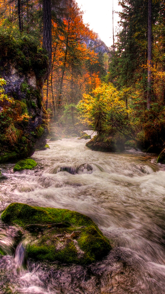 Скачать картинку Природа, Река, Осень, Hdr, Ручей, Падать, Земля/природа в телефон бесплатно.