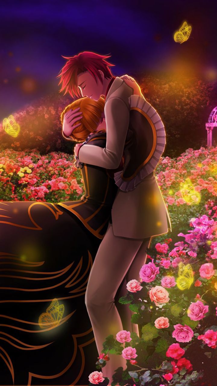 Download mobile wallpaper Anime, Night, Love, Flower, Couple, Butterfly, Romantic, Umineko: When They Cry for free.