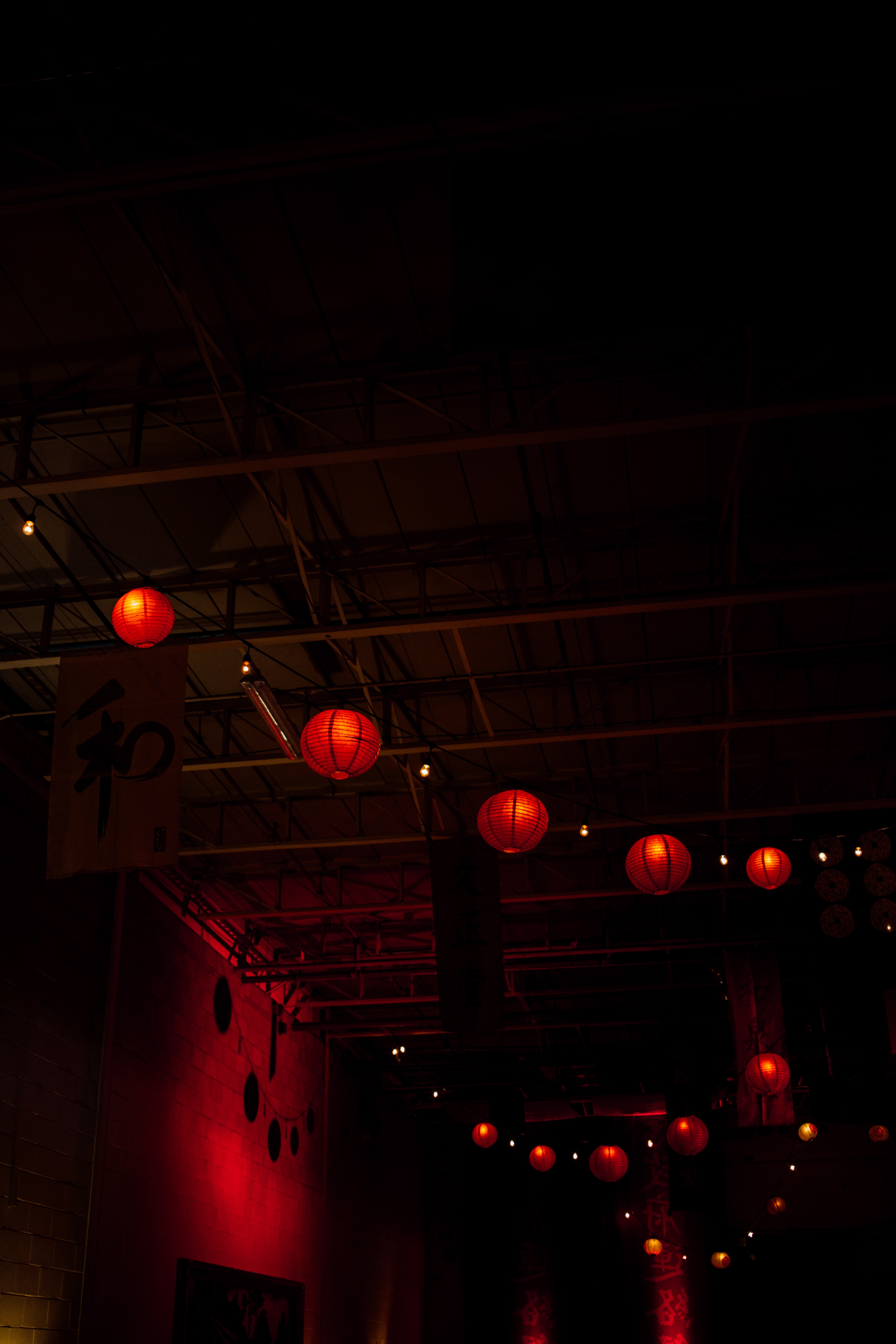 lights, dark, lanterns, darkness, chinese lanterns
