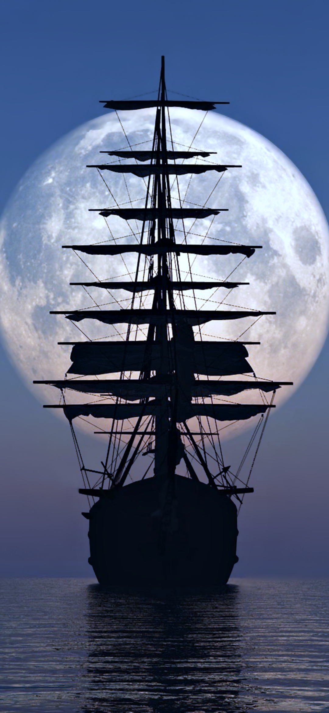 Download mobile wallpaper Sea, Moon, Ocean, Sailboat, Ship, Vehicles, Sailing Ship for free.