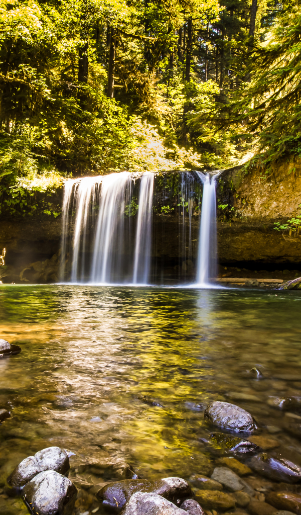 Handy-Wallpaper Natur, Wasserfälle, Wasserfall, Wald, Stein, Oregon, Vereinigte Staaten Von Amerika, Erde/natur kostenlos herunterladen.