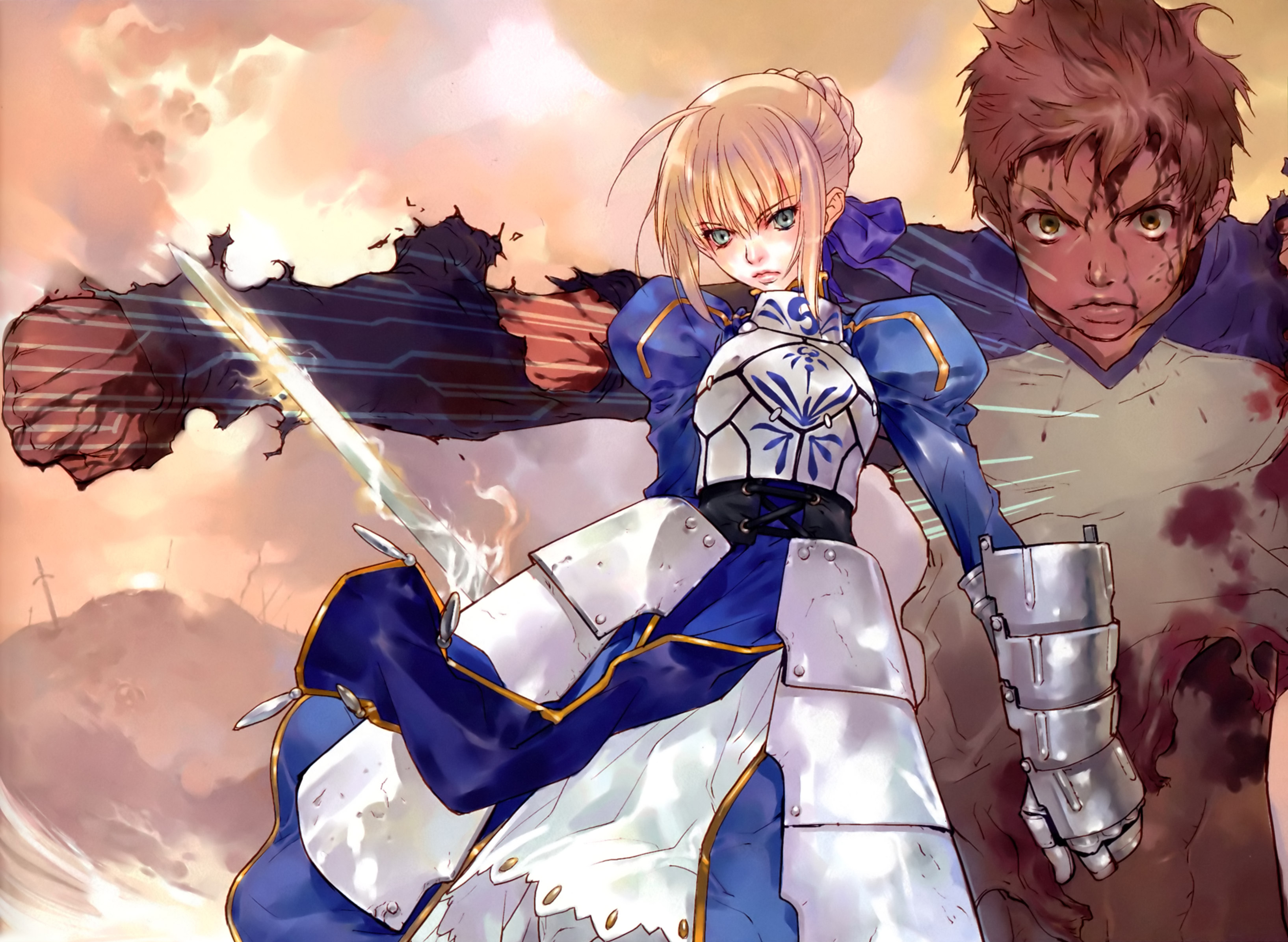 Download mobile wallpaper Shirou Emiya, Fate/stay Night, Saber (Fate Series), Fate Series, Anime for free.
